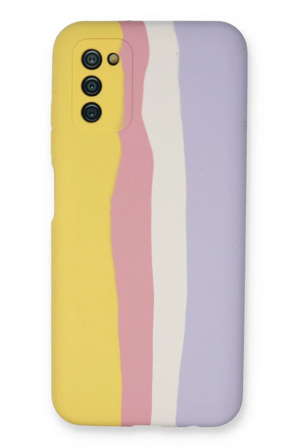 Mey İthalat® Samsung Galaxy A03S Kılıf Ebruli Lansman Silikon - Sarı-Mavi