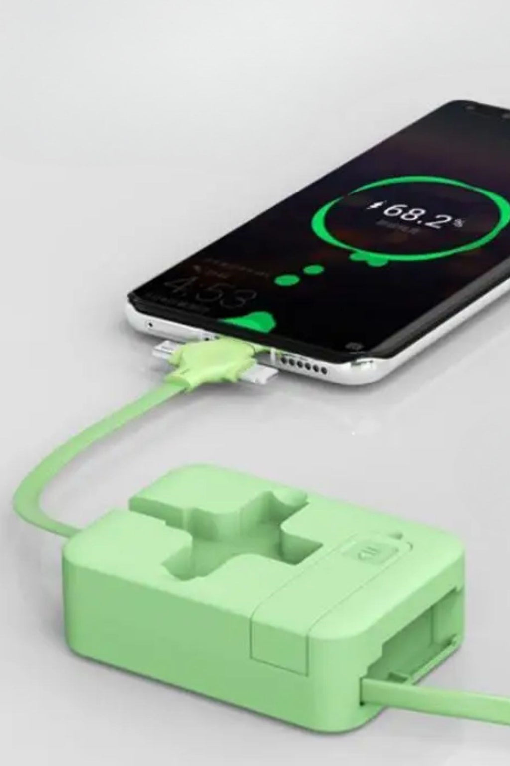 Cep Tipi Telefon Tutuculu Makaralı Uzayıp Kısalabilen 3'ü 1 Arada USB Şarj Kablosu