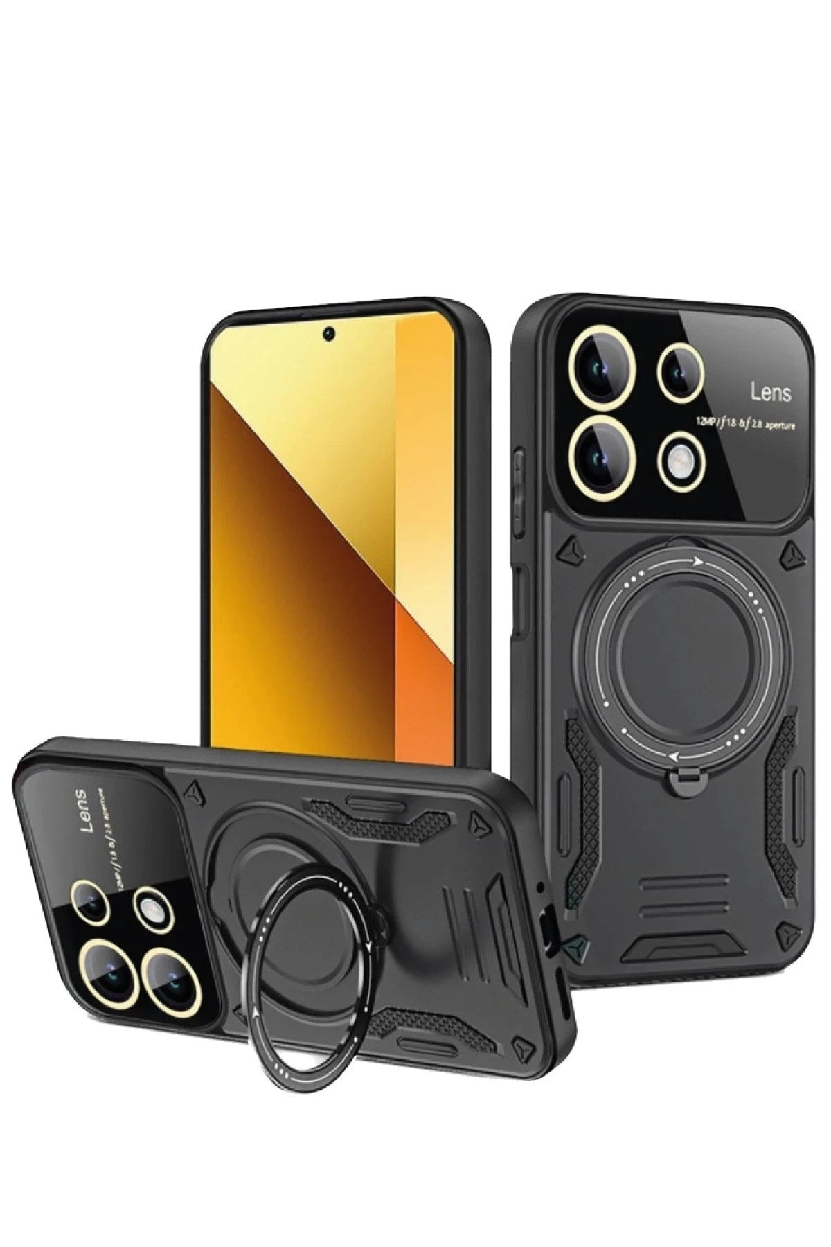 Mey İthalat® Redmi Note 13 4G Kılıf Joy Lens Standlı Kapak - Siyah