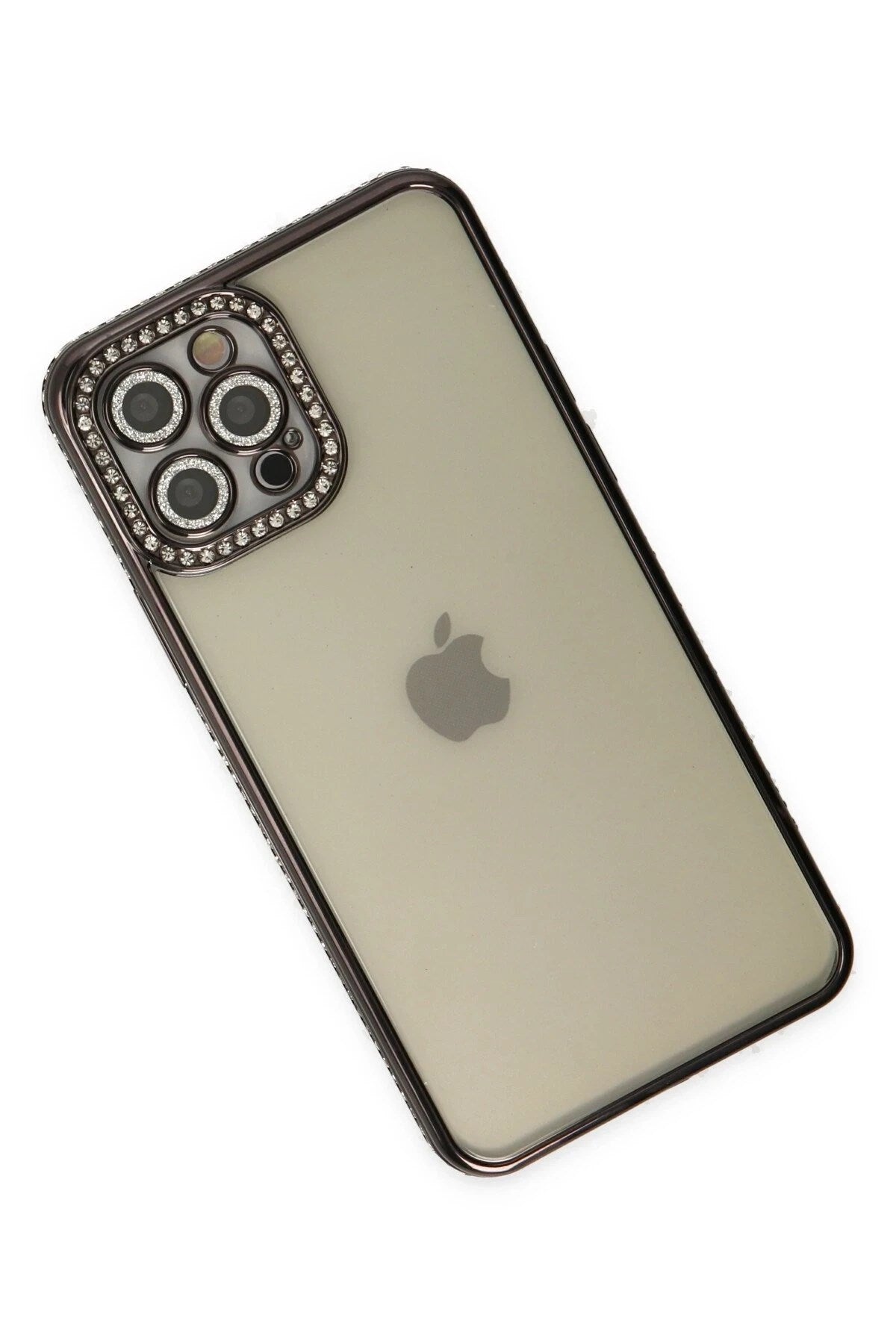 Mey İthalat® iPhone 12 Pro Kılıf Joke Taşlı Silikon - Siyah