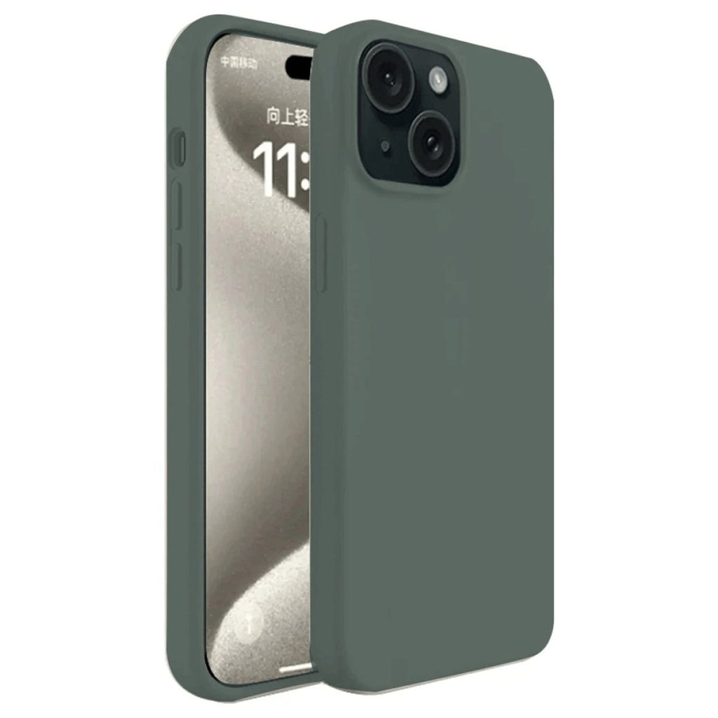 Mey İthalat® iPhone 15 Kılıf First Silikon - Koyu Yeşil