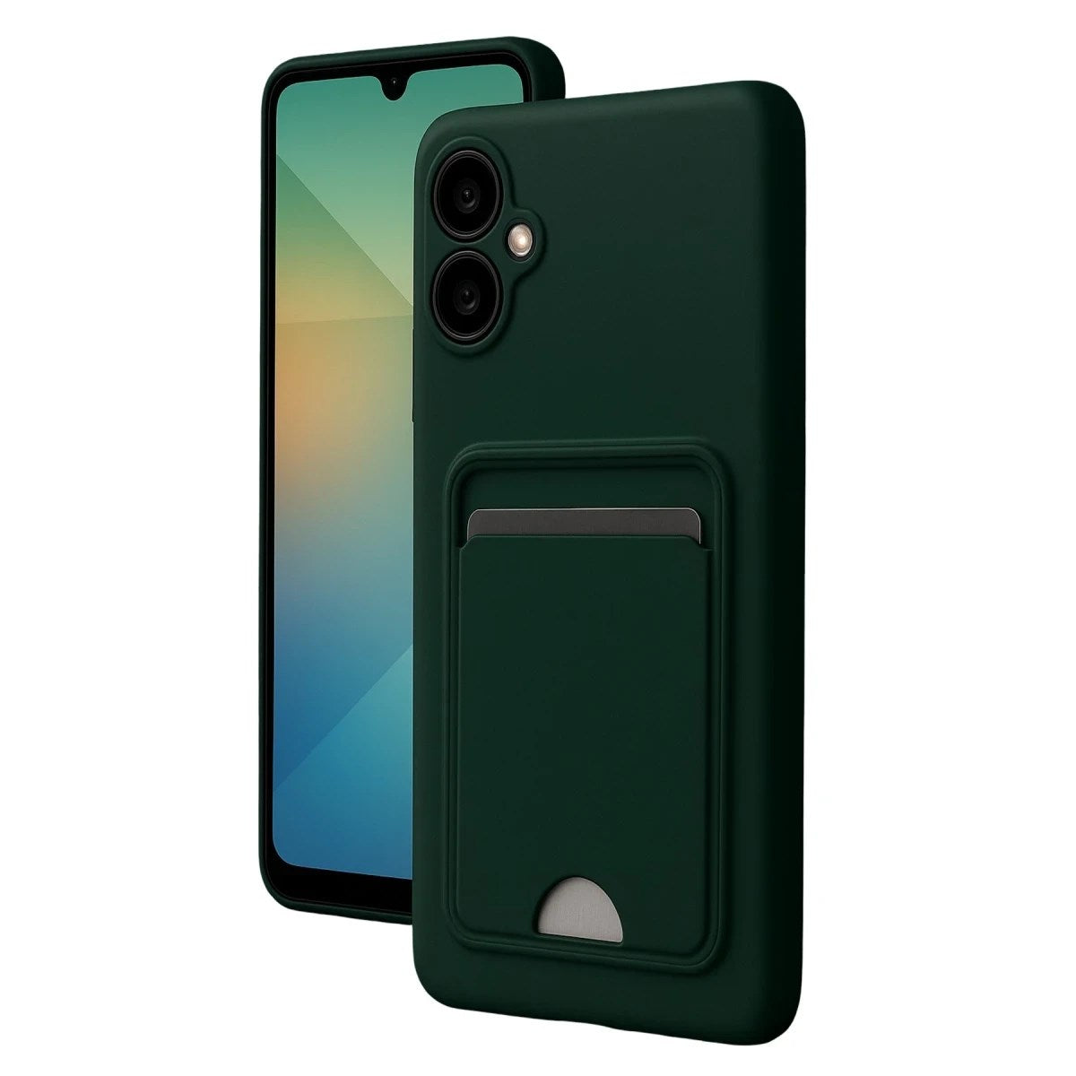 Mey İthalat® Samsung Galaxy A06 Kılıf Kelvin Kartvizitli Silikon - Koyu Yeşil
