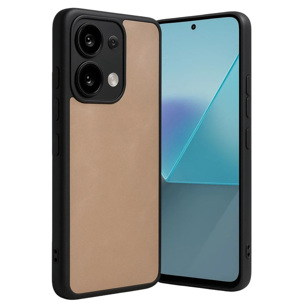 Mey İthalat® Redmi Note 13 4G Kılıf Aras Deri Kapak - Pudra