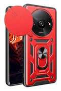 Mey İthalat® Redmi A3 4G Kılıf Pars Lens Yüzüklü Silikon - Kırmızı