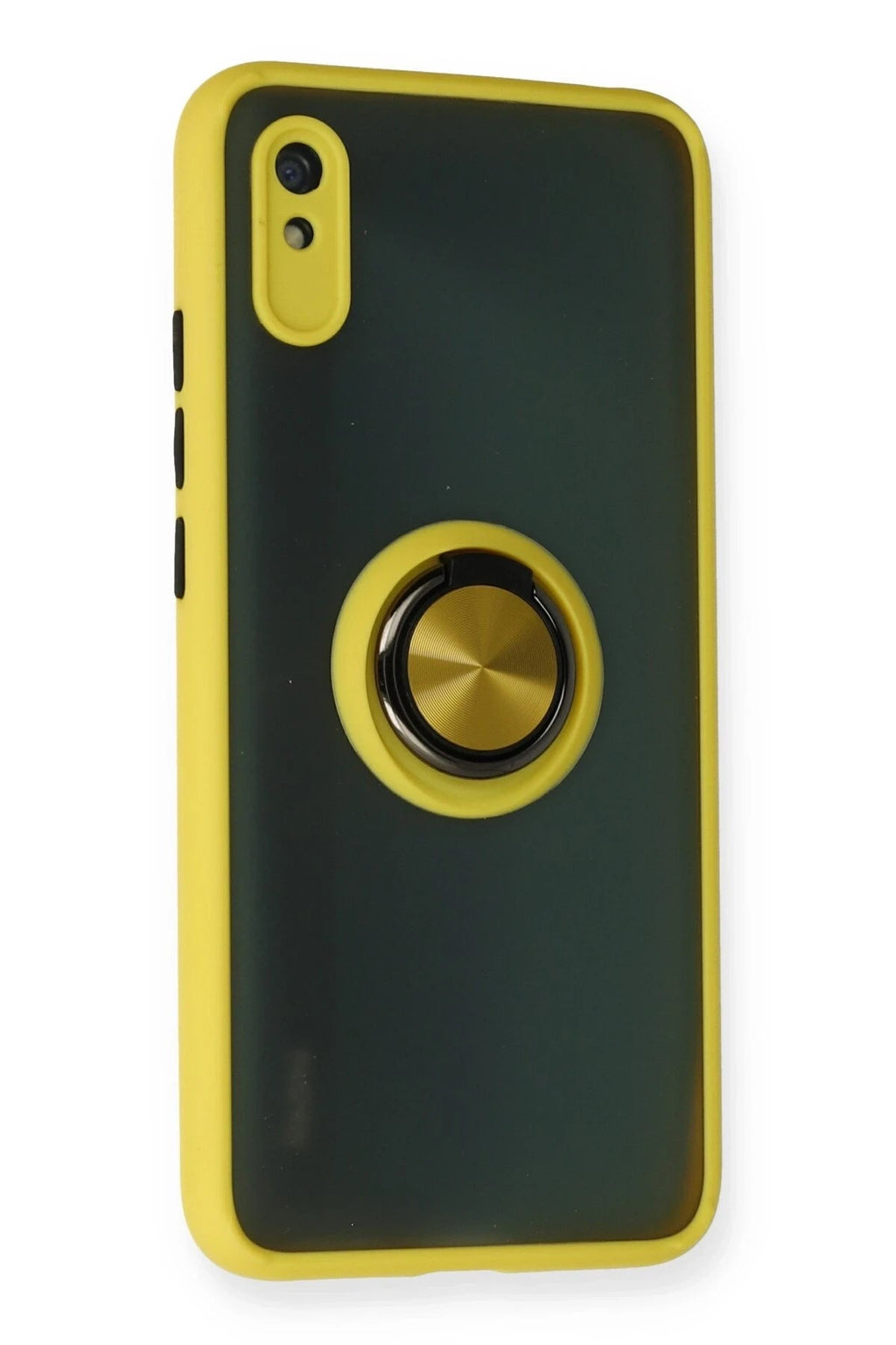 Mey İthalat® Redmi 9A Kılıf Montreal Yüzüklü Silikon Kapak - Sarı