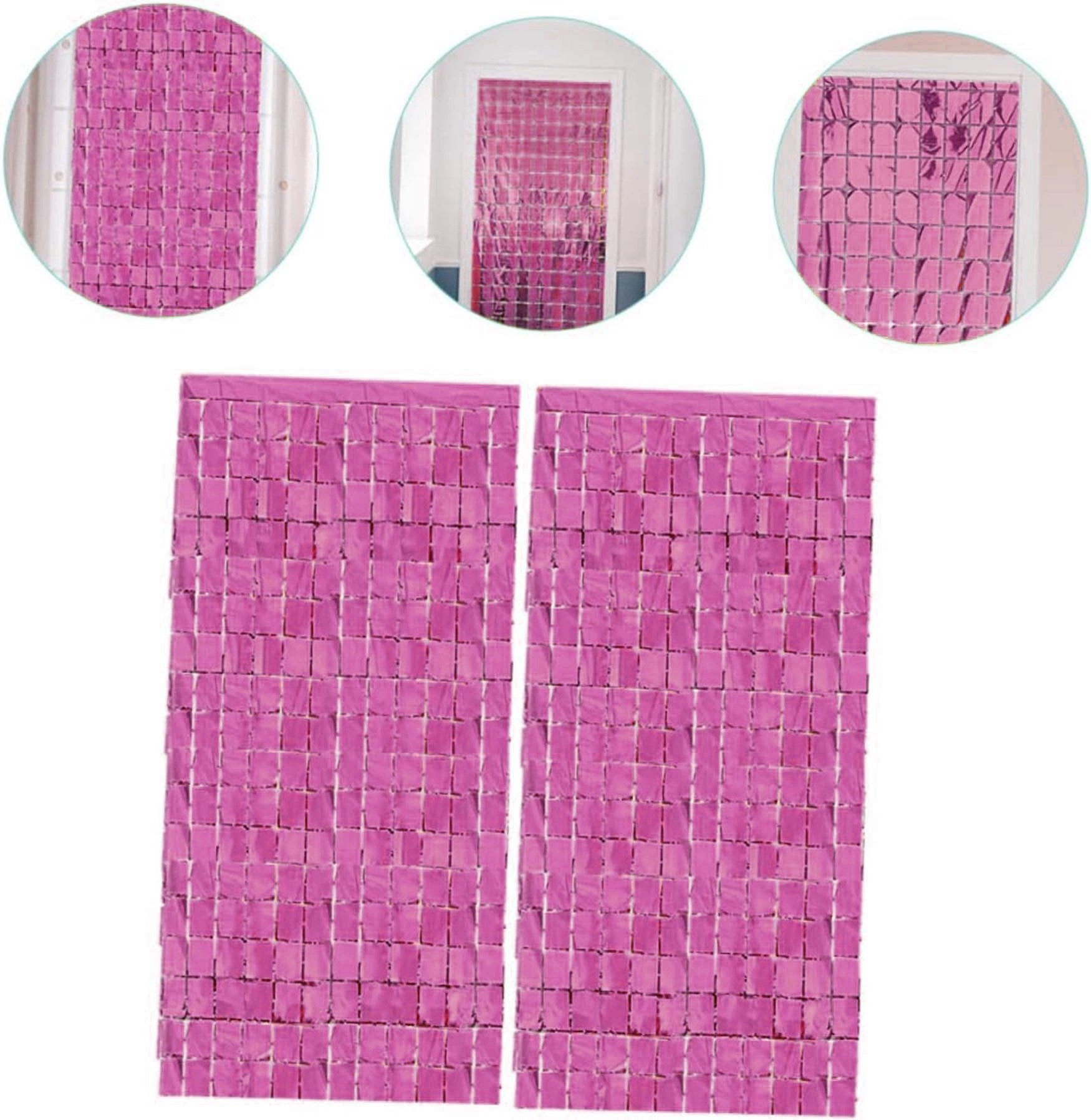 Mey İthalat® Ekstra Metalize Rose Gold Renk Disko Dikdörtgen Kesim Kapı Perdesi Dekorasyon 1x2 Metre