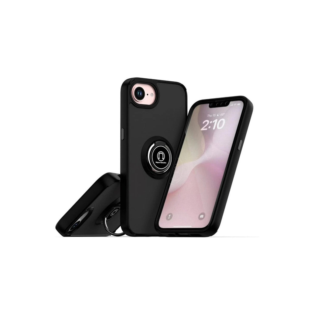 Mey İthalat® iPhone 16E Kılıf Montreal Yüzüklü Silikon Kapak - Siyah