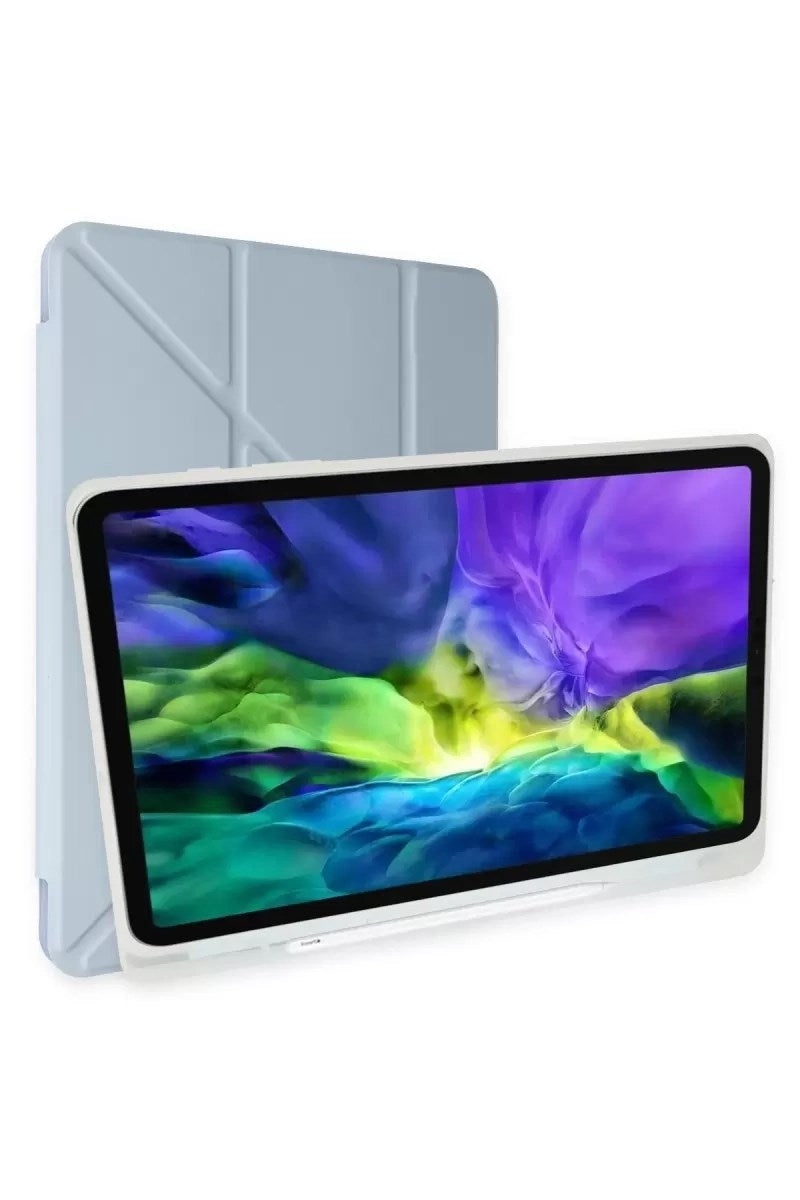 Mey İthalat® iPad 10.2 (8.nesil) Kılıf Kalemlikli Mars Tablet Kılıfı - Mavi