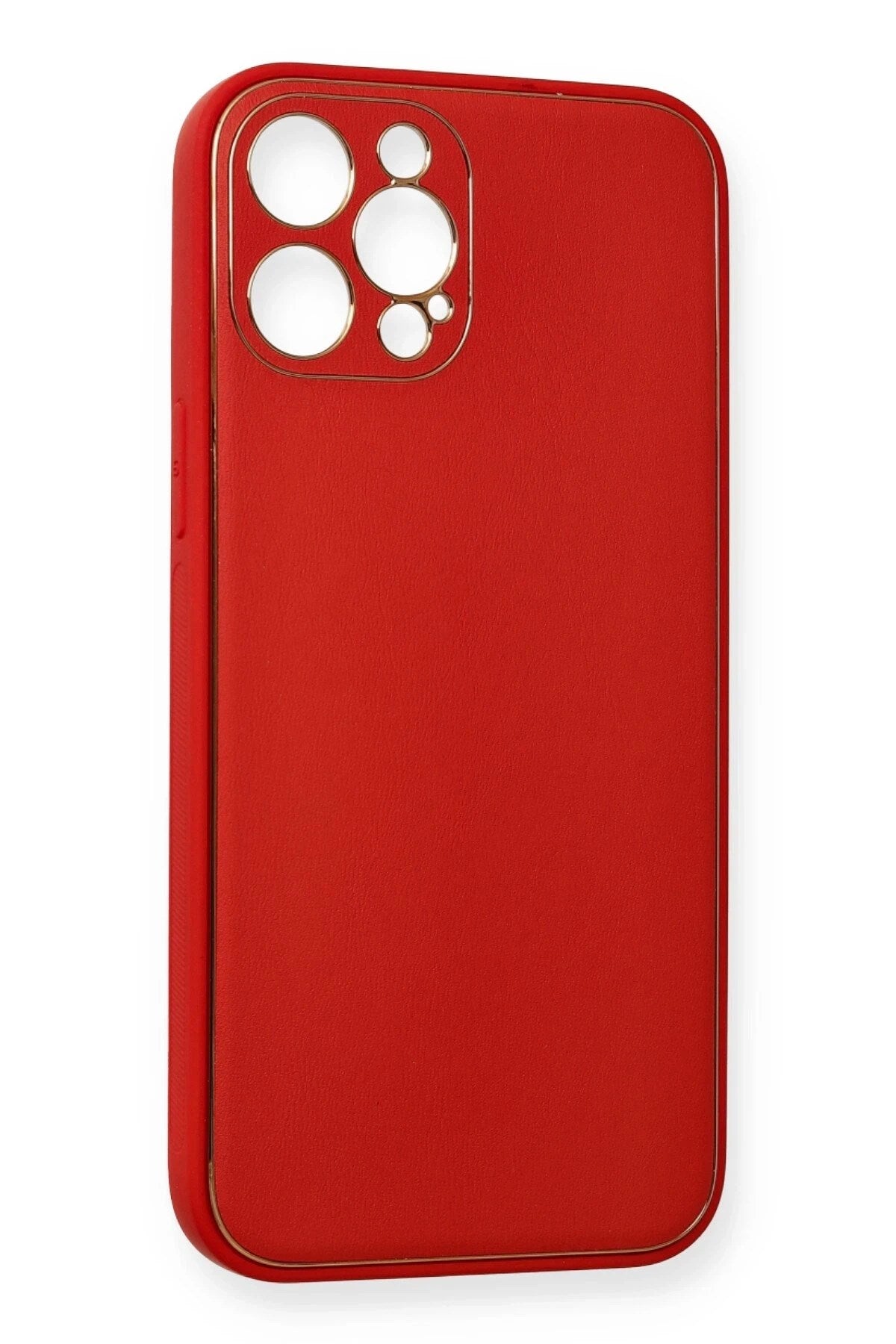 Mey İthalat® iPhone 12 Pro Kılıf Coco Deri Silikon Kapak - Kırmızı