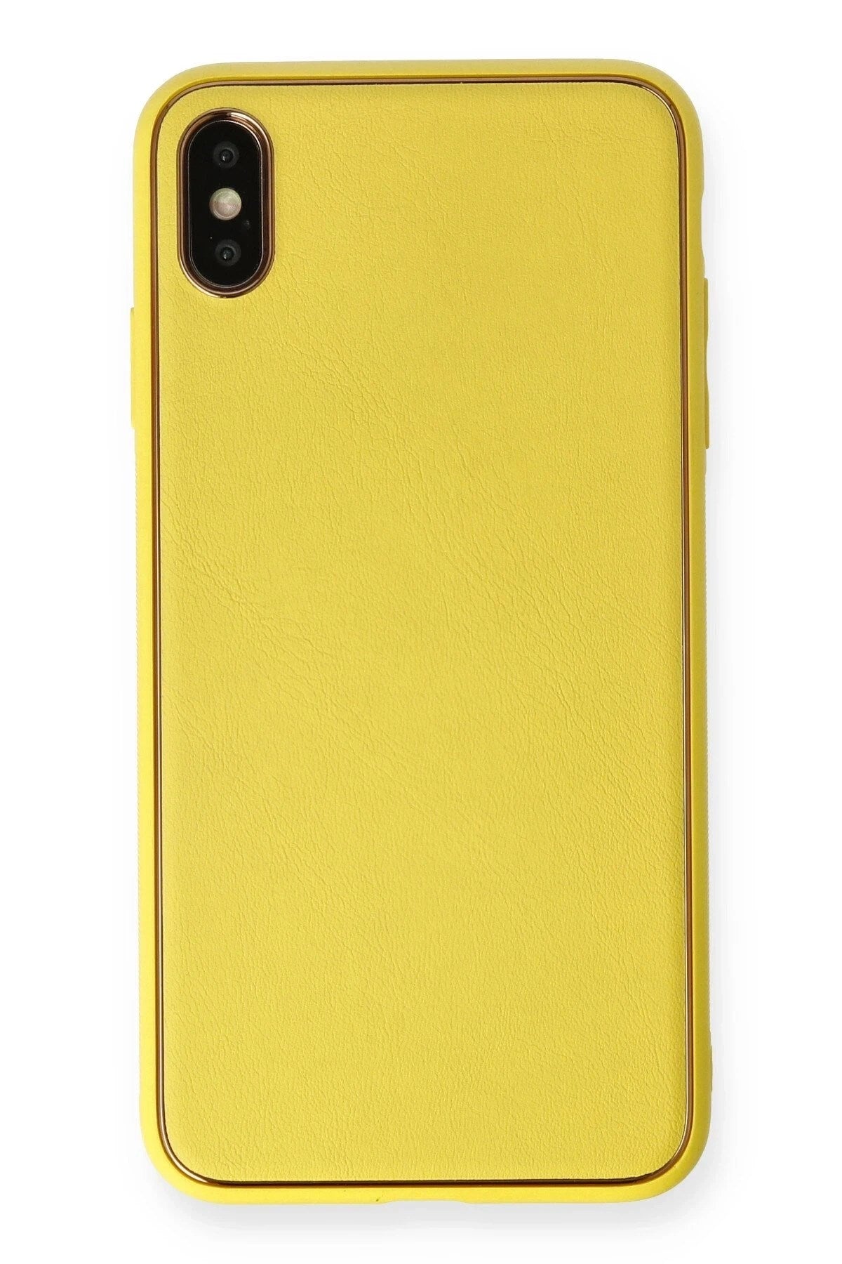 Mey İthalat® iPhone XS Max Kılıf Coco Deri Silikon Kapak - Sarı