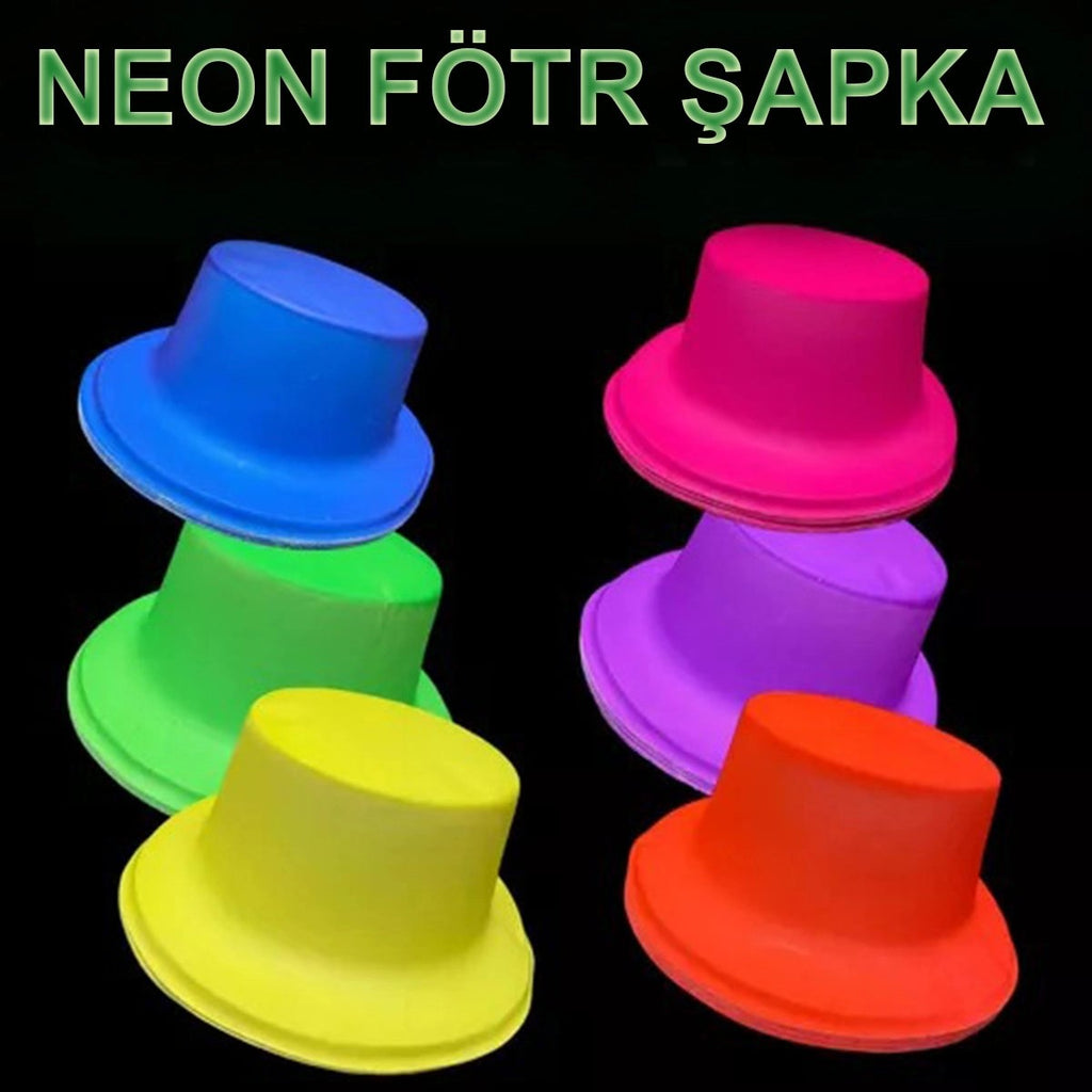 Mey İthalat® Neon Partisi Sarı Renk Plastik Fötr Şapka