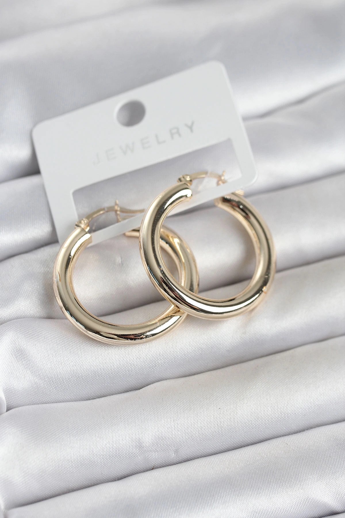 Mey İthalat® Gold Renk Pirinç Halka 30 mm Kadın Küpe