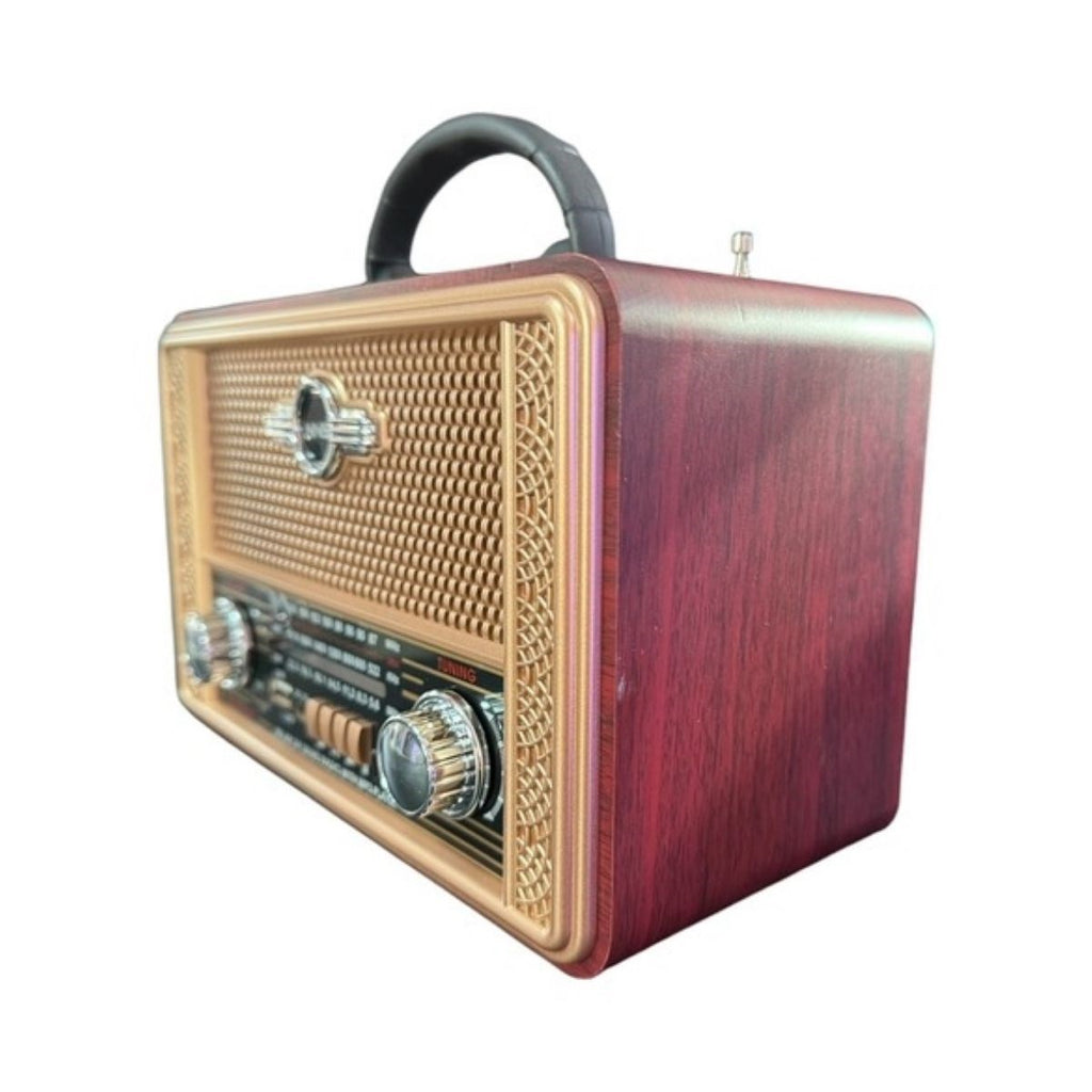 Retro, Nostaljik, Ahşap Tasarım Bluetooth Hoparlörlü, Şarjlı, Taşınabilir Otantik Tasarımlı FM/AM Destekli Radyo NS8098