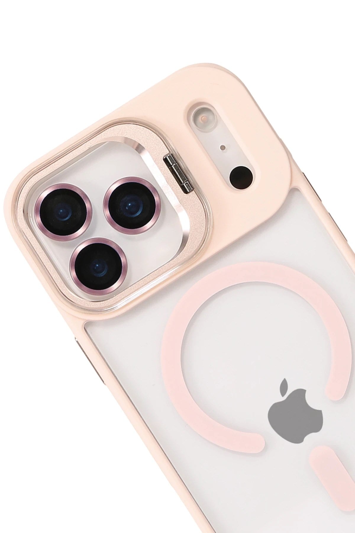 Mey İthalat® iPhone 17 Pro Remim Lensli Magsafe Standlı Kapak - Pembe