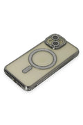 Mey İthalat® iPhone 15 Kılıf Joke Simli Magneticsafe Kılıf - Gri