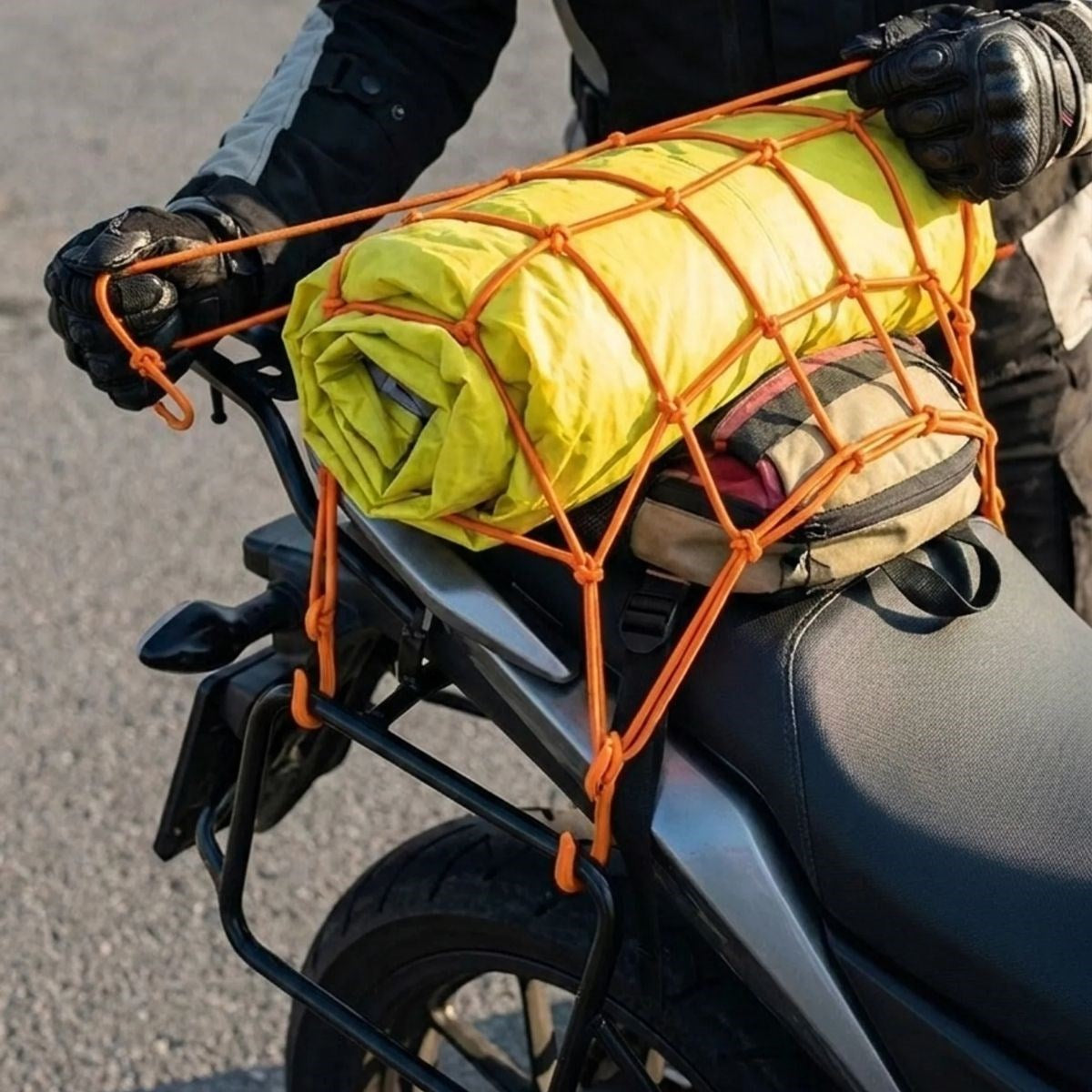 Kask Esnek Motosiklet Kask ve Bagaj Filesi – Kask Sabitleyici Plastik Kancalı Taşıma Ağı 35x35 cm