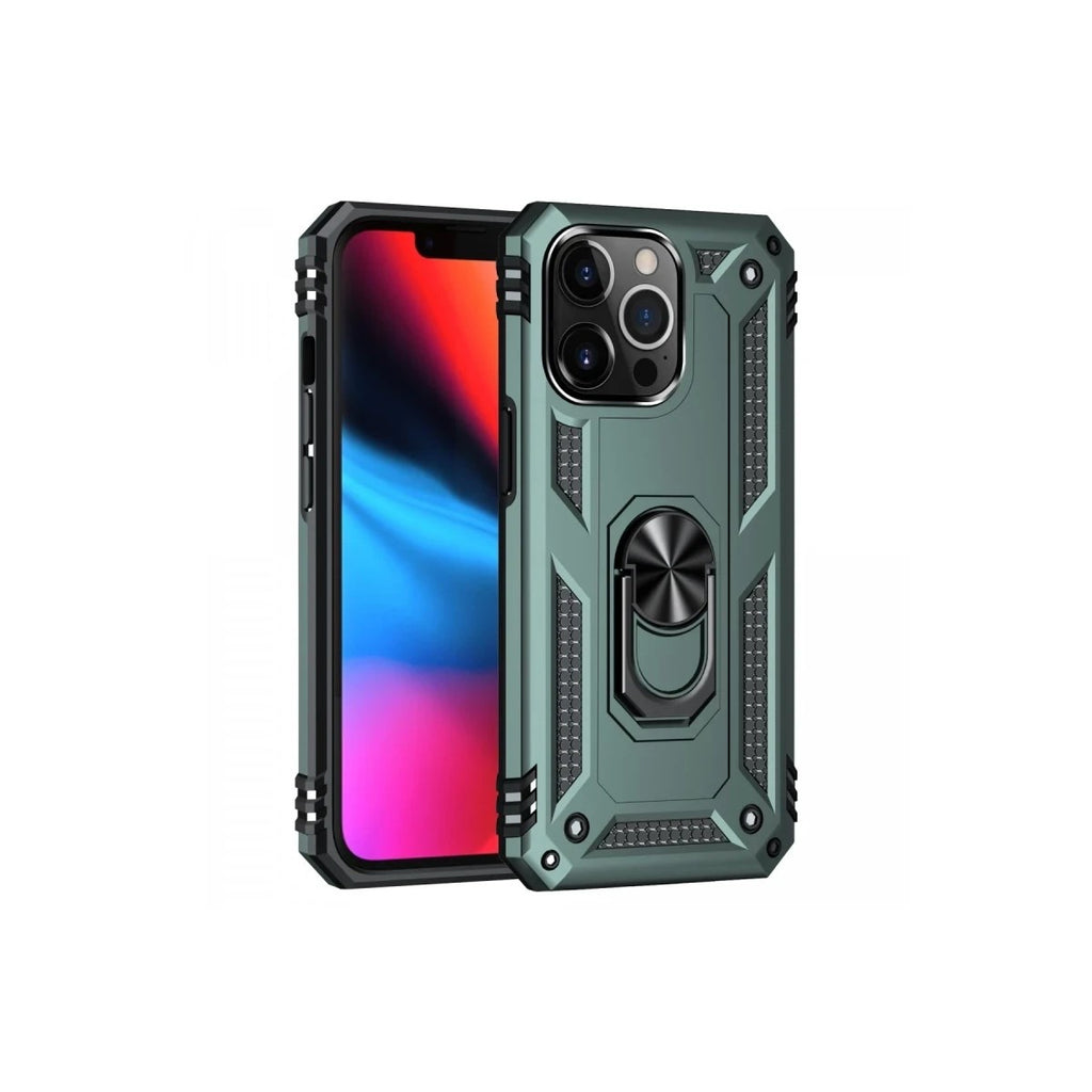 Mey İthalat® iPhone 14 Pro Kılıf Sofya Yüzüklü Silikon Kapak - Yeşil