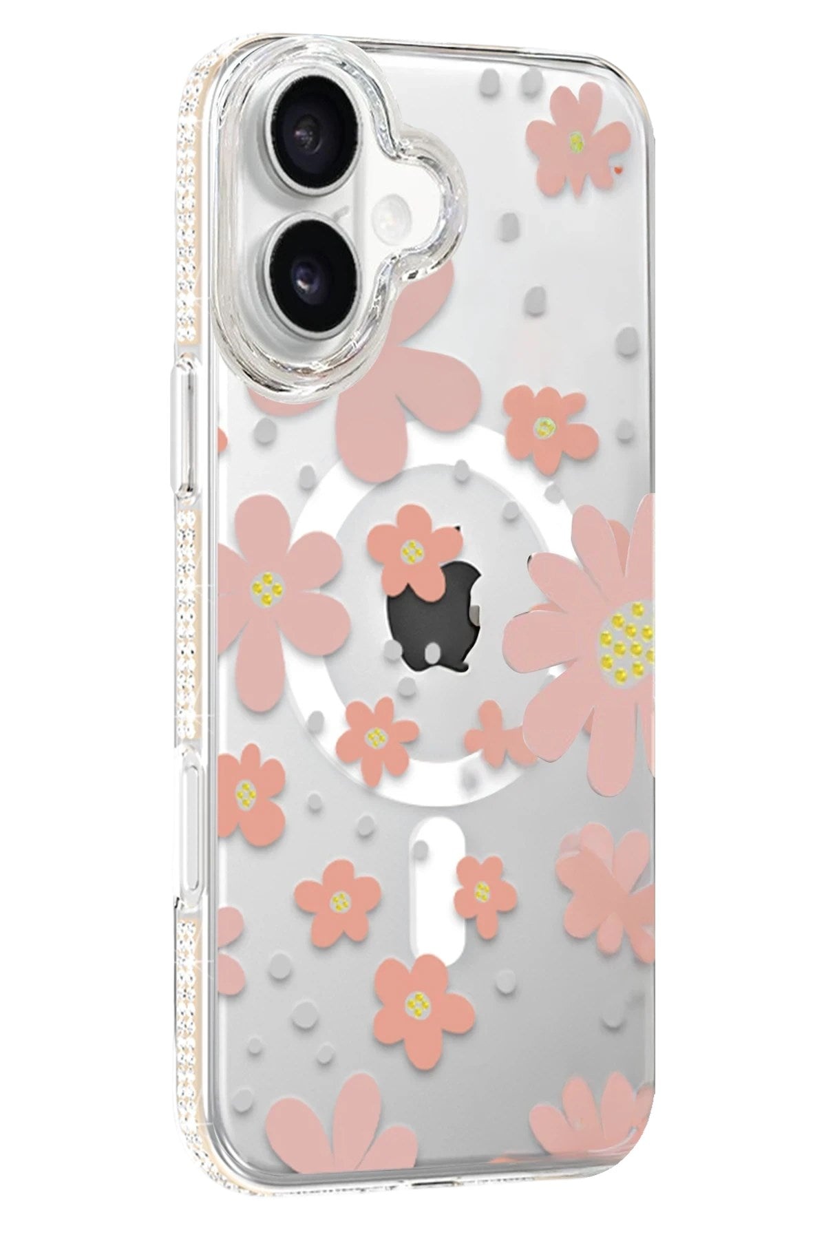 Mey İthalat® iPhone 16 Floral Magsafe Kapak - Pembe