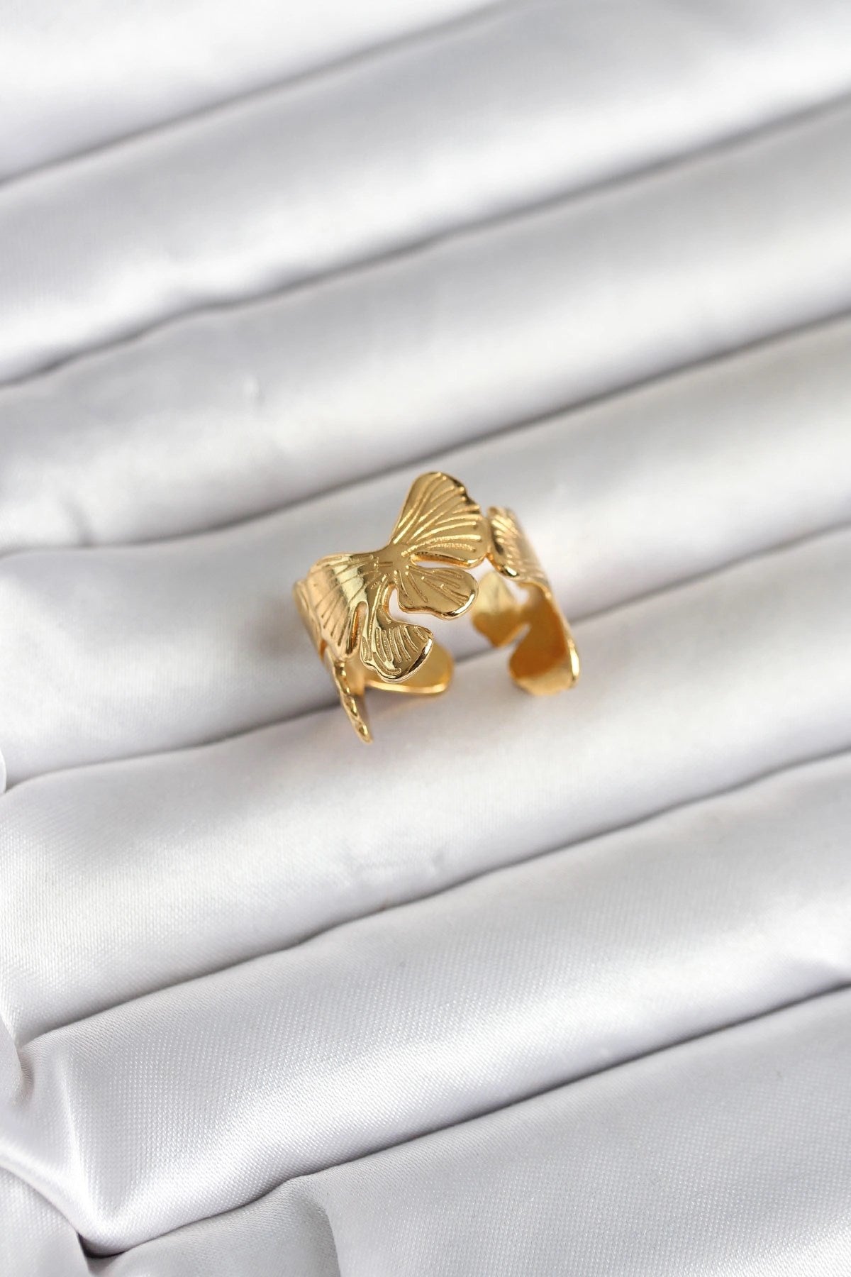 Mey İthalat® 316L Çelik Gold Renk Lotus Model Kadın Yüzük