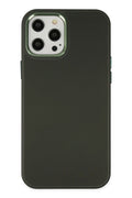 Mey İthalat® iPhone 12 Pro Max Kılıf Asya Deri Silikon - Koyu Yeşil