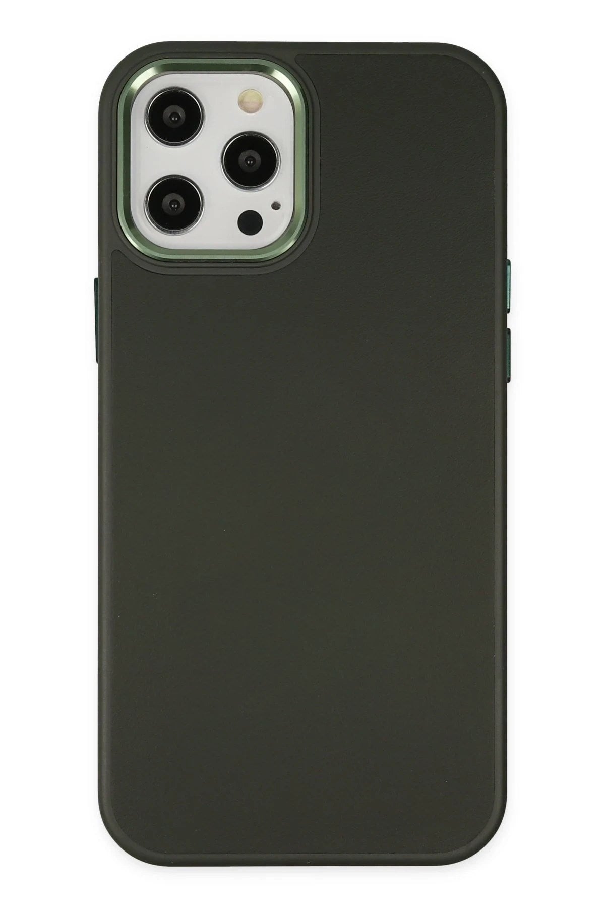 Mey İthalat® iPhone 12 Pro Max Kılıf Asya Deri Silikon - Koyu Yeşil
