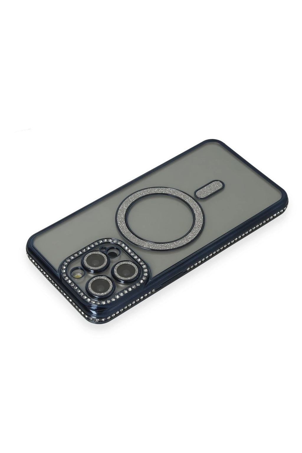 Mey İthalat® iPhone 14 Pro Kılıf Joke Simli Magneticsafe Kılıf - Lacivert