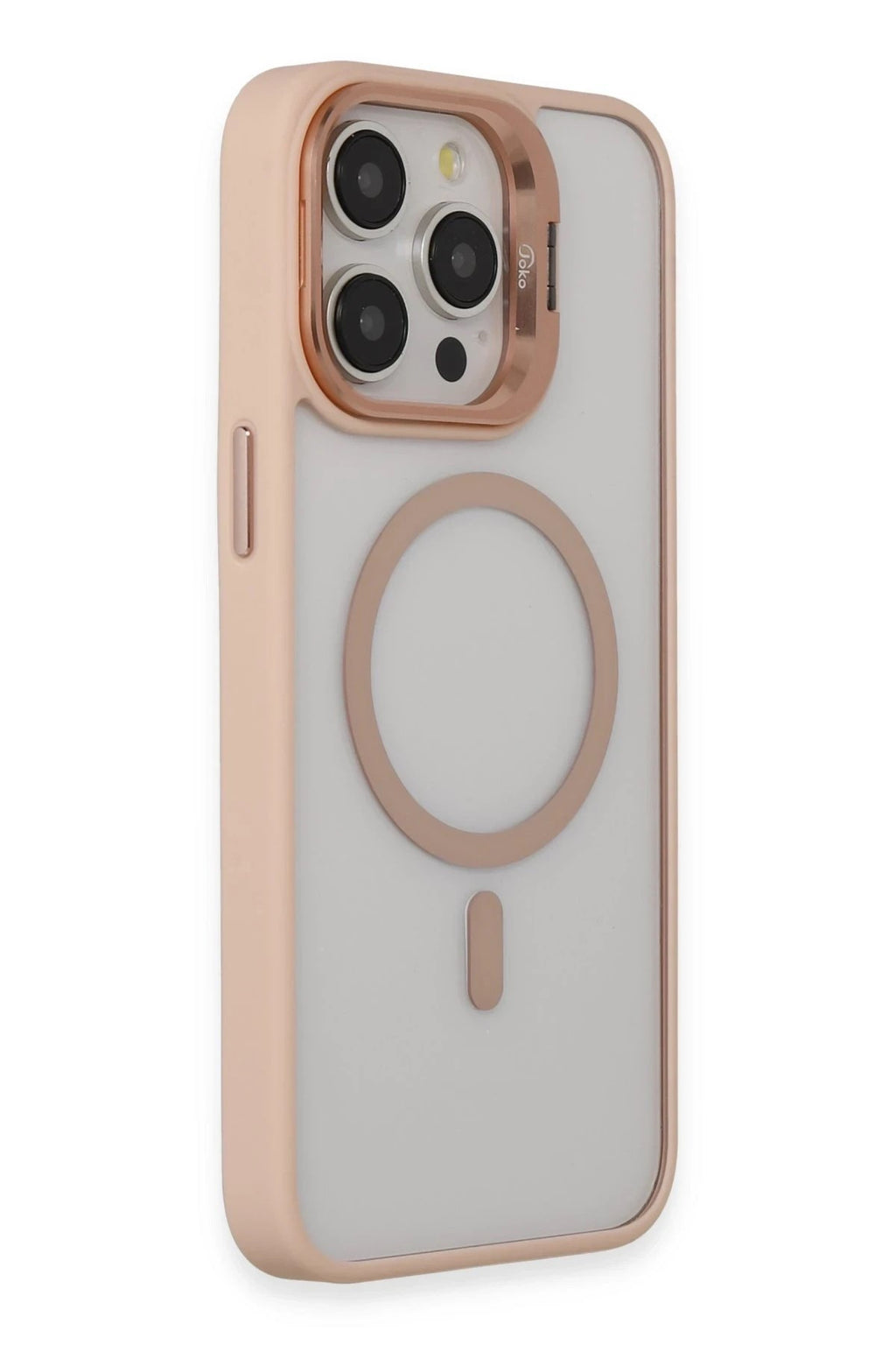 Mey İthalat® iPhone 15 Pro Kılıf Roblox Lens Magsafe Standlı Kapak - Pudra