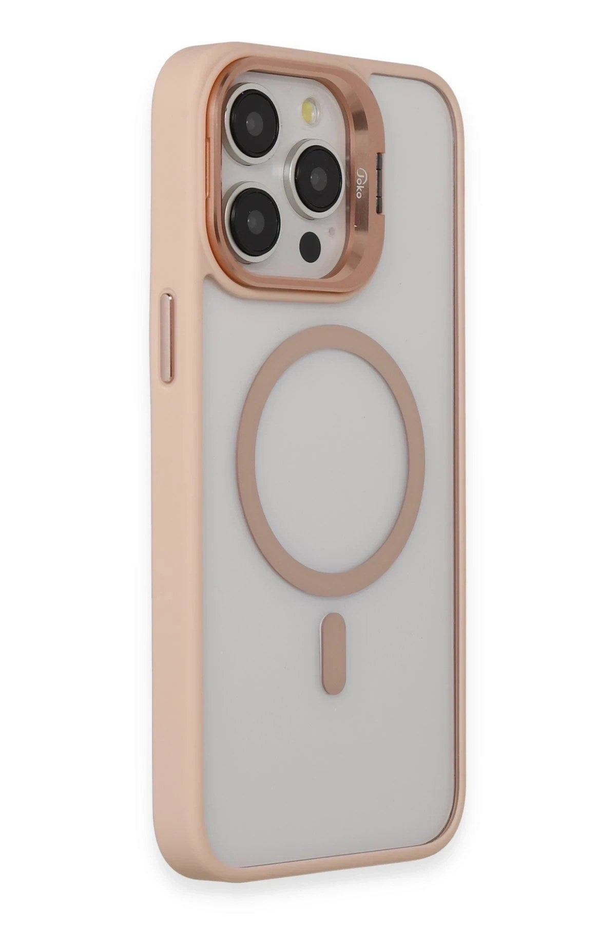Mey İthalat® iPhone 15 Pro Kılıf Roblox Lens Magsafe Standlı Kapak - Pudra