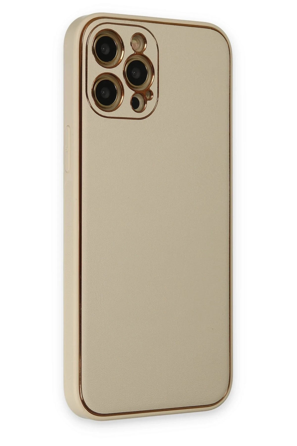 Mey İthalat® iPhone 12 Pro Kılıf Coco Deri Silikon Kapak - Gold