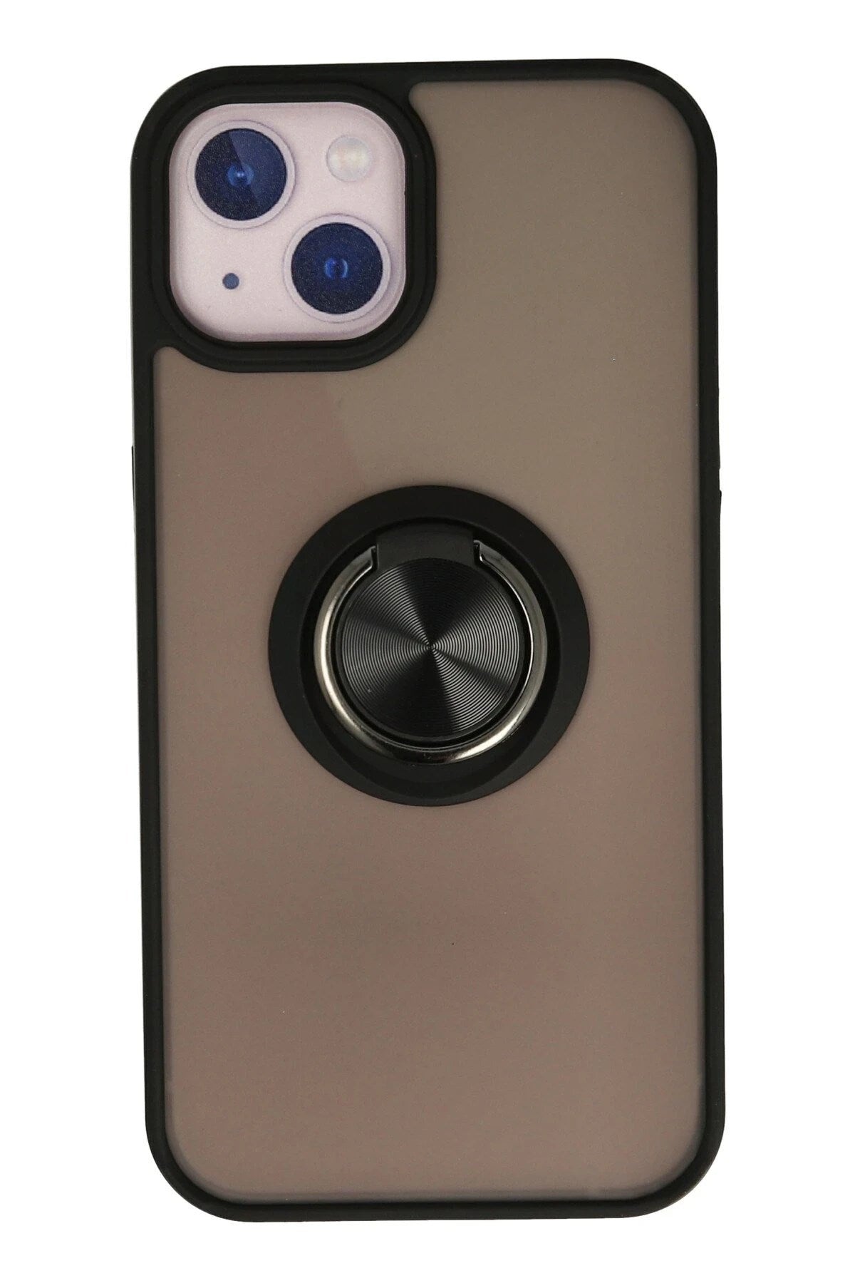 Mey İthalat® iPhone 13 Kılıf Montreal Yüzüklü Silikon Kapak - Siyah