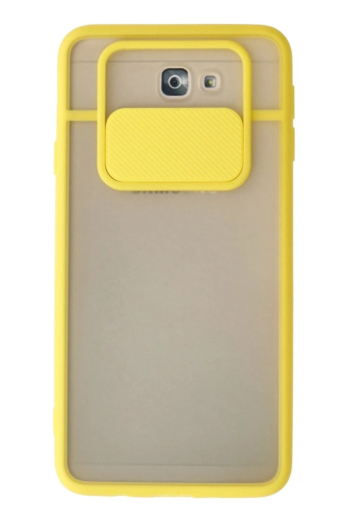 Mey İthalat® Samsung Galaxy J7 Prime Kılıf Palm Buzlu Kamera Sürgülü Silikon - Sarı