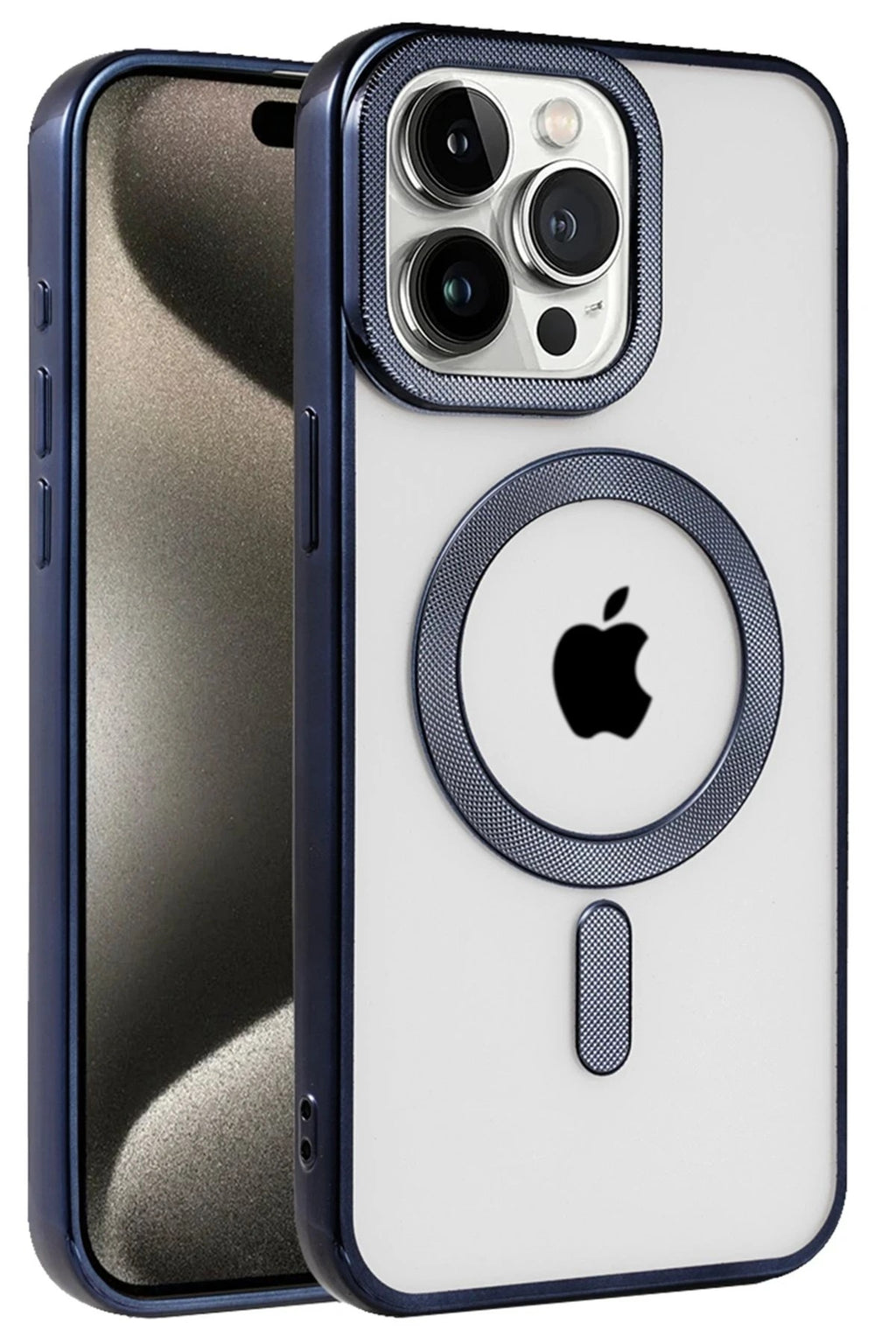Mey İthalat® iPhone 15 Pro Max Kılıf Kronos Magsafe Kapak - Lacivert