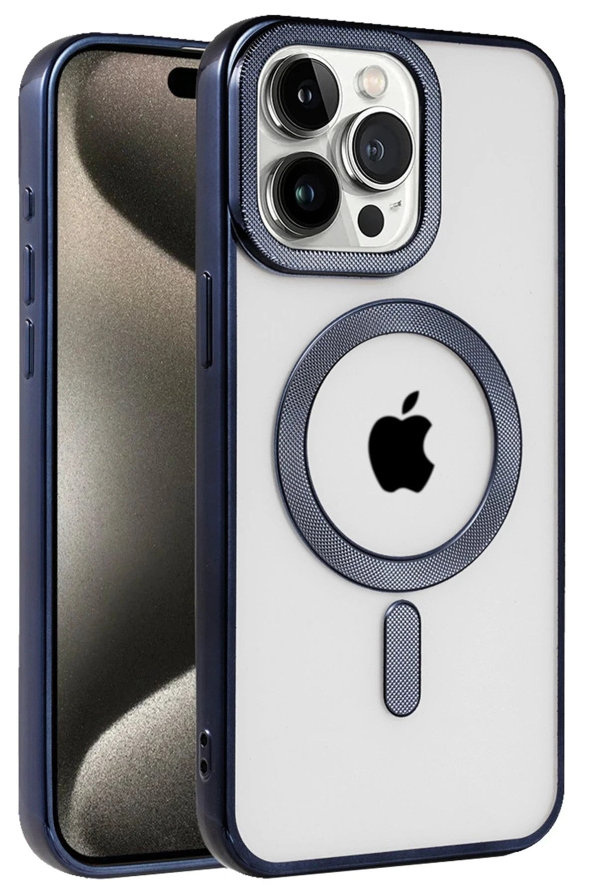 Mey İthalat® iPhone 15 Pro Max Kılıf Kronos Magsafe Kapak - Lacivert