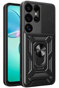 Mey İthalat® Samsung Galaxy S25 Ultra Kılıf Pars Lens Yüzüklü Silikon - Siyah