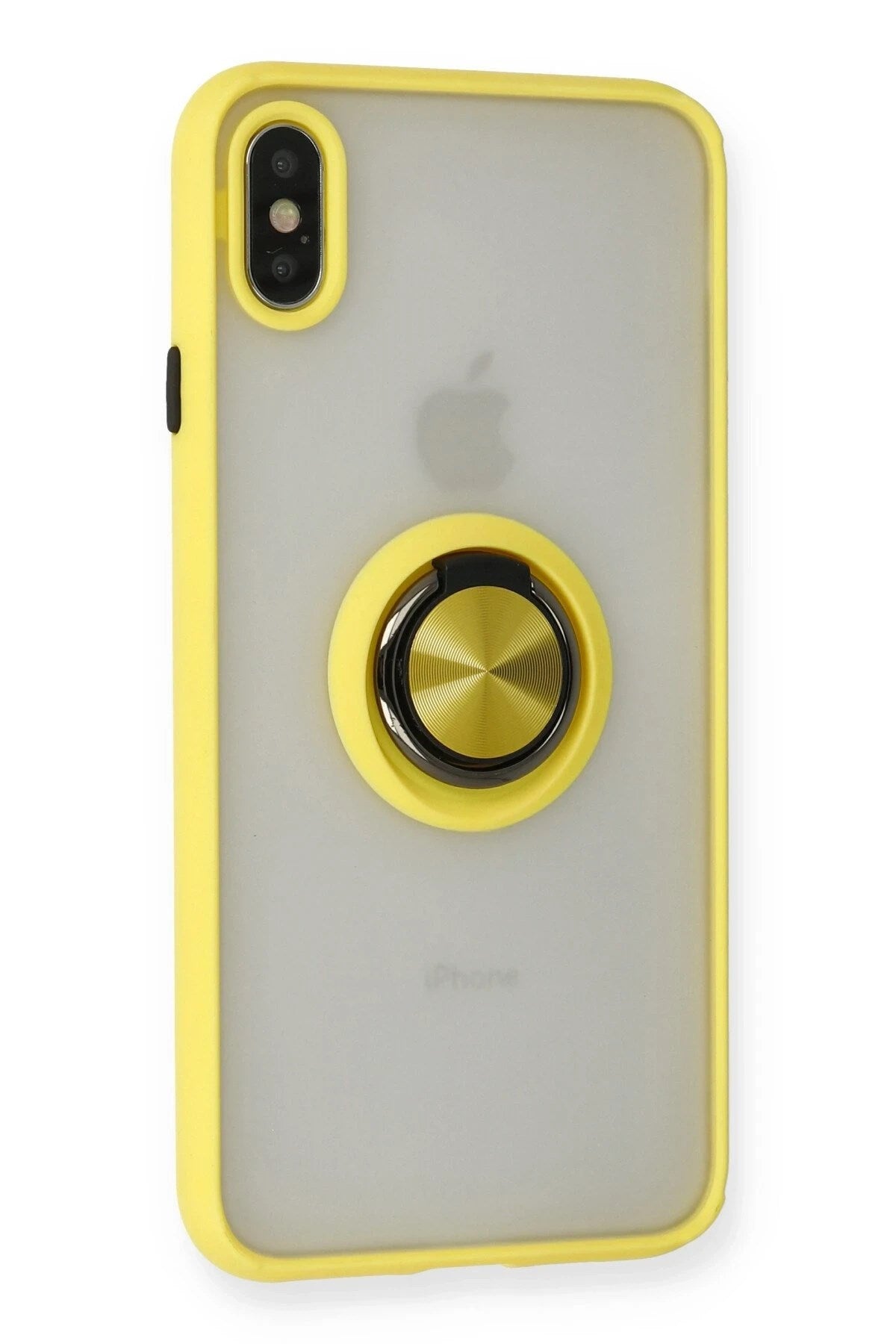 Mey İthalat® iPhone X Kılıf Montreal Yüzüklü Silikon Kapak - Sarı