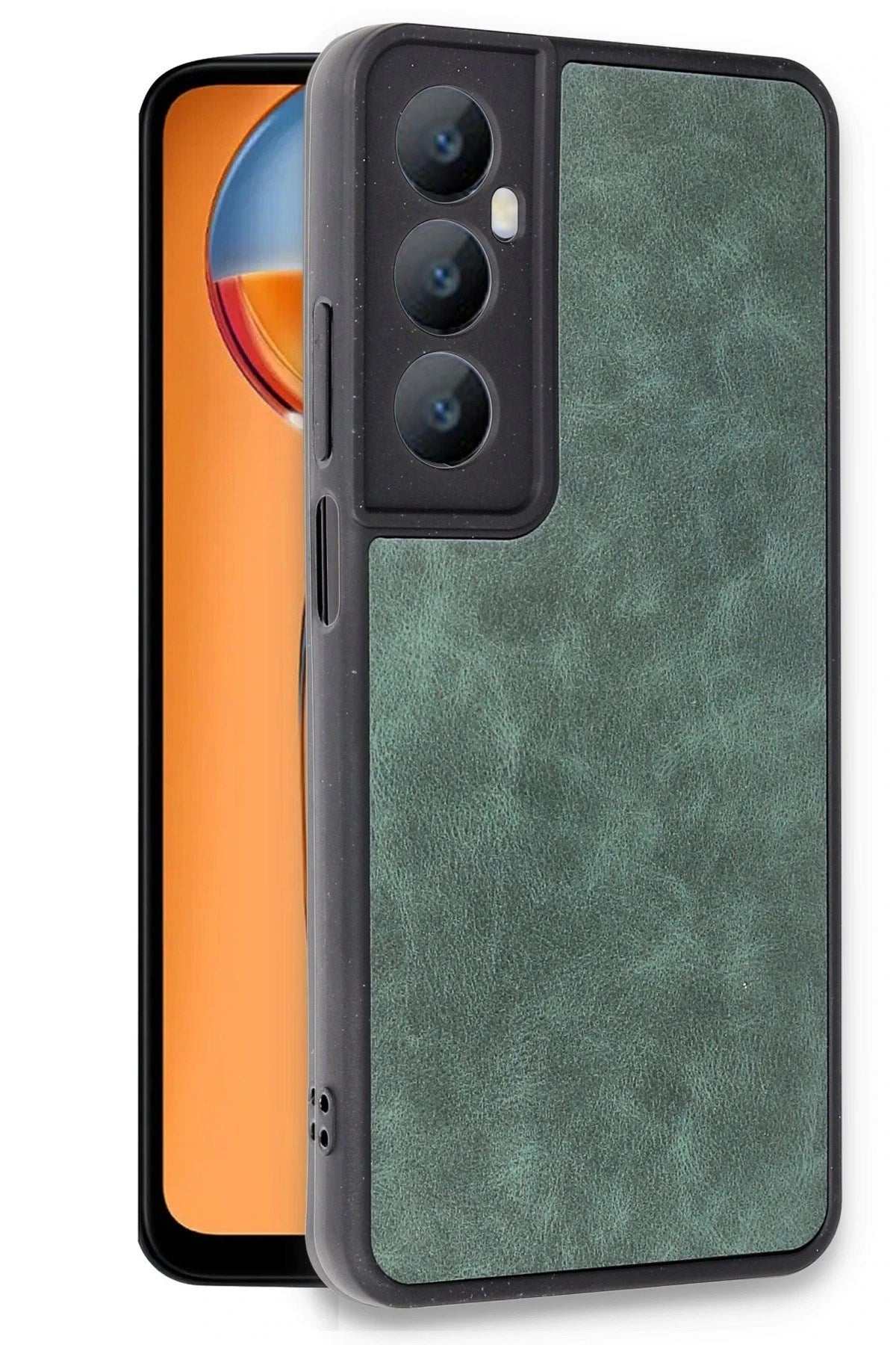 Mey İthalat® Realme C65 Kılıf Aras Deri Kapak - Koyu Yeşil