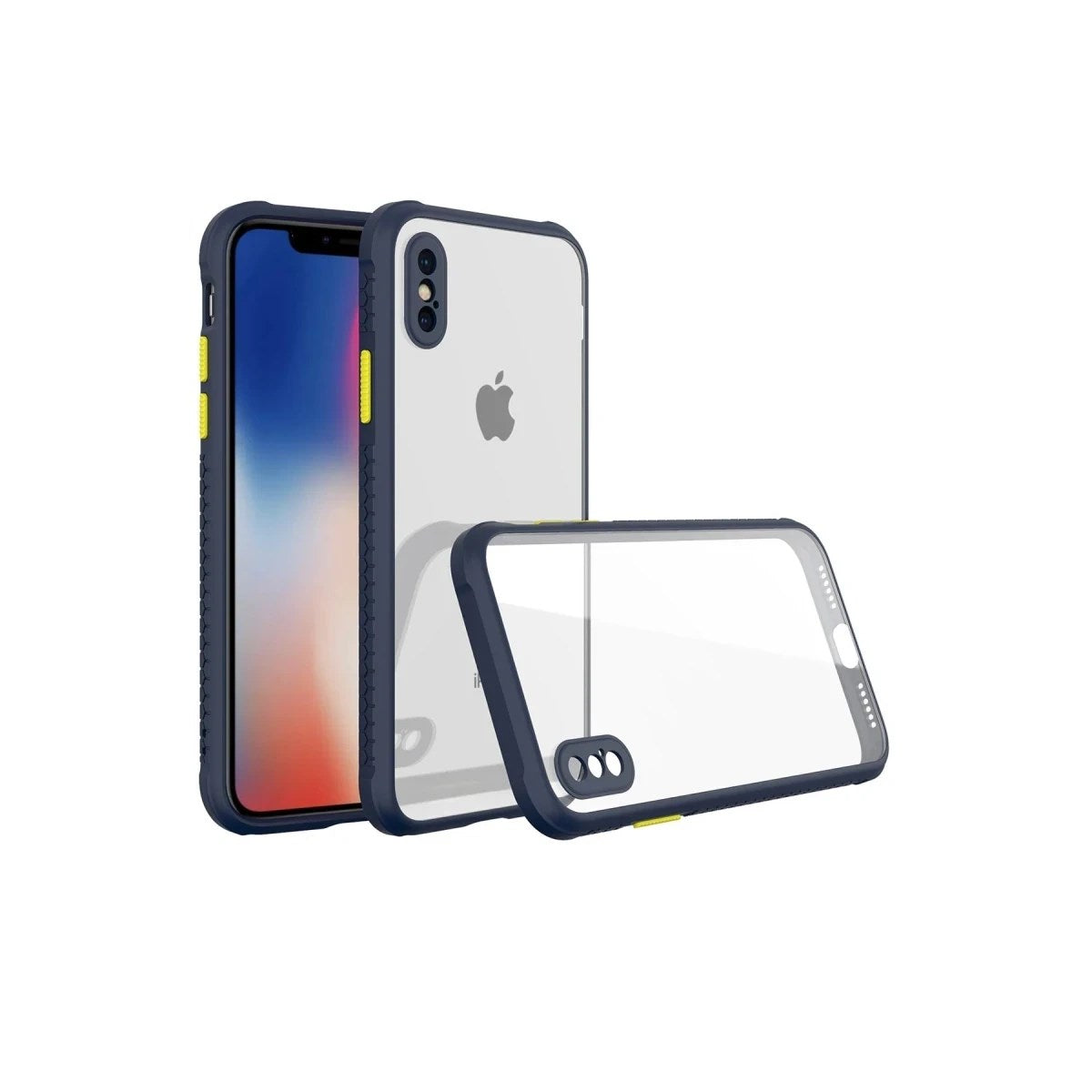 Mey İthalat® iPhone XS Max Kılıf Miami Şeffaf Silikon - Lacivert