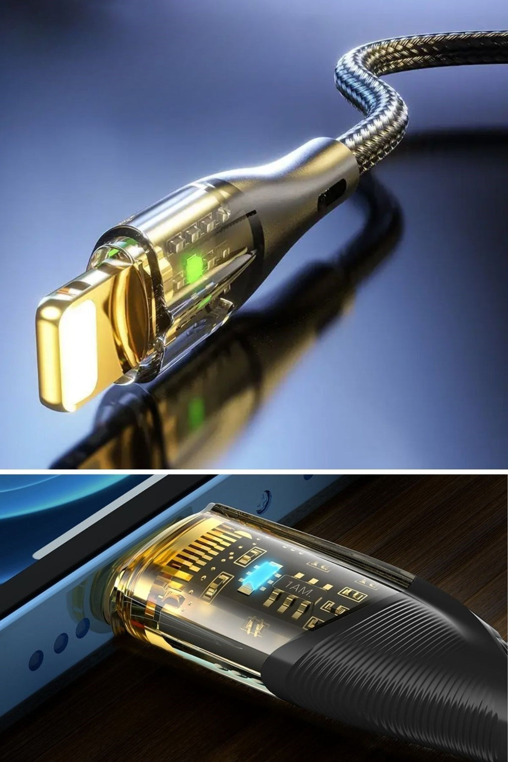 Led Işık Uçlu Sağlam İp Kablolu USB to Lightning Hızlı Şarj Kablosu