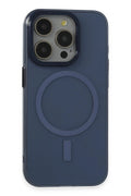 Mey İthalat® iPhone 15 Pro Kılıf Anka PC Magneticsafe Sert Metal Kapak - Lacivert
