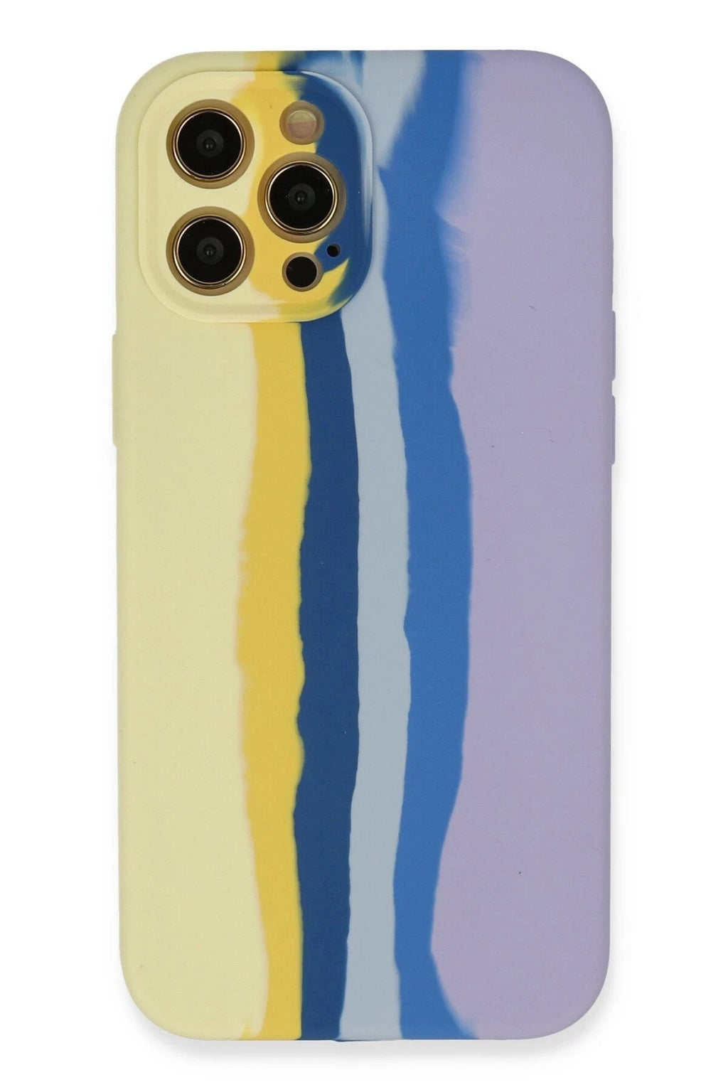 Mey İthalat® iPhone 12 Pro Max Kılıf Ebruli Lansman Silikon - Sarı-Lila