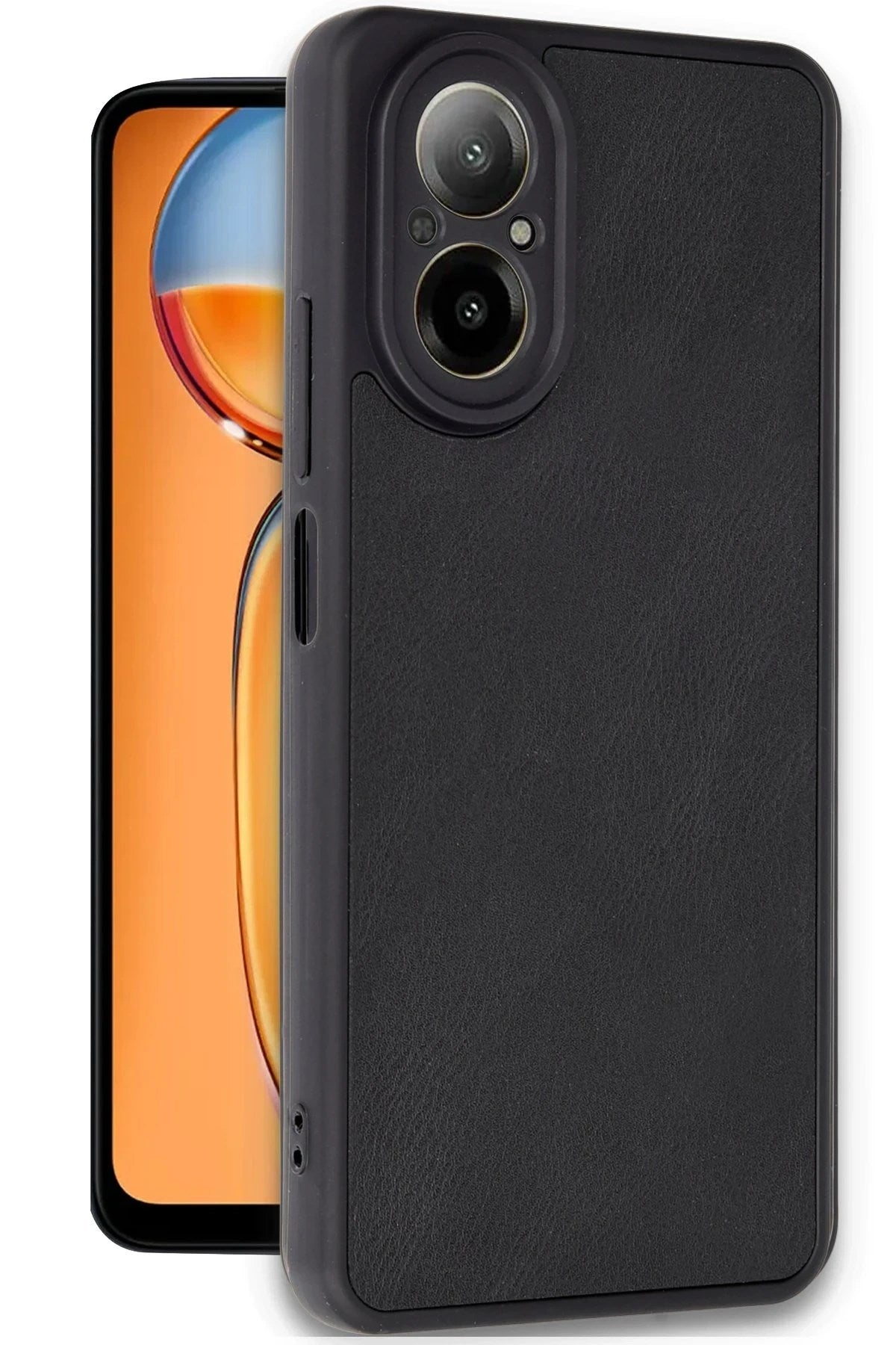 Mey İthalat® Realme 12 Lite Kılıf Aras Deri Kapak - Siyah