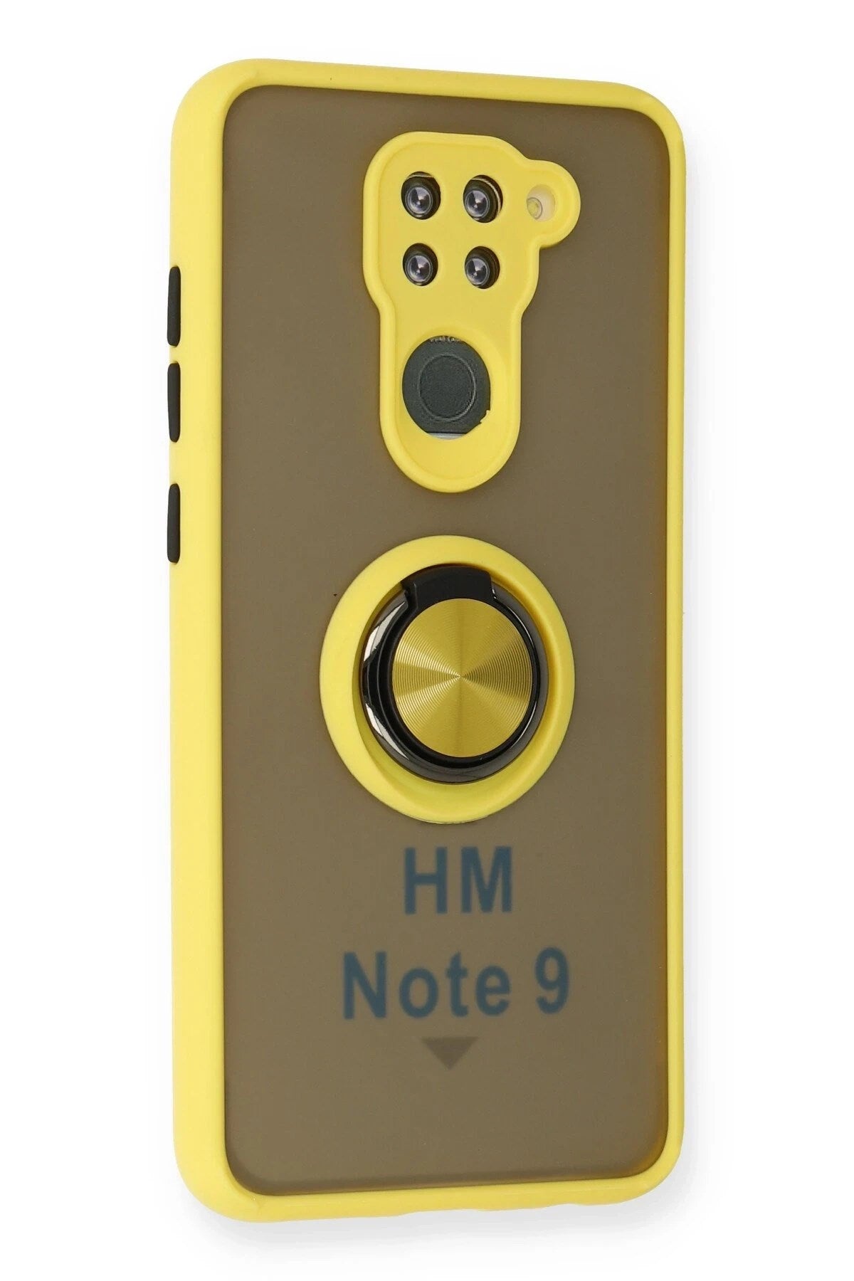 Mey İthalat® Redmi Note 9 Kılıf Montreal Yüzüklü Silikon Kapak - Sarı