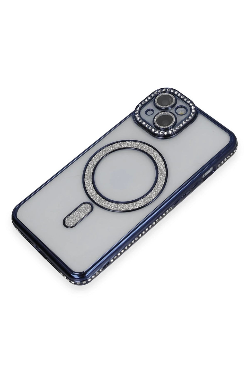 Mey İthalat® iPhone 14 Kılıf Joke Simli Magneticsafe Kılıf - Lacivert