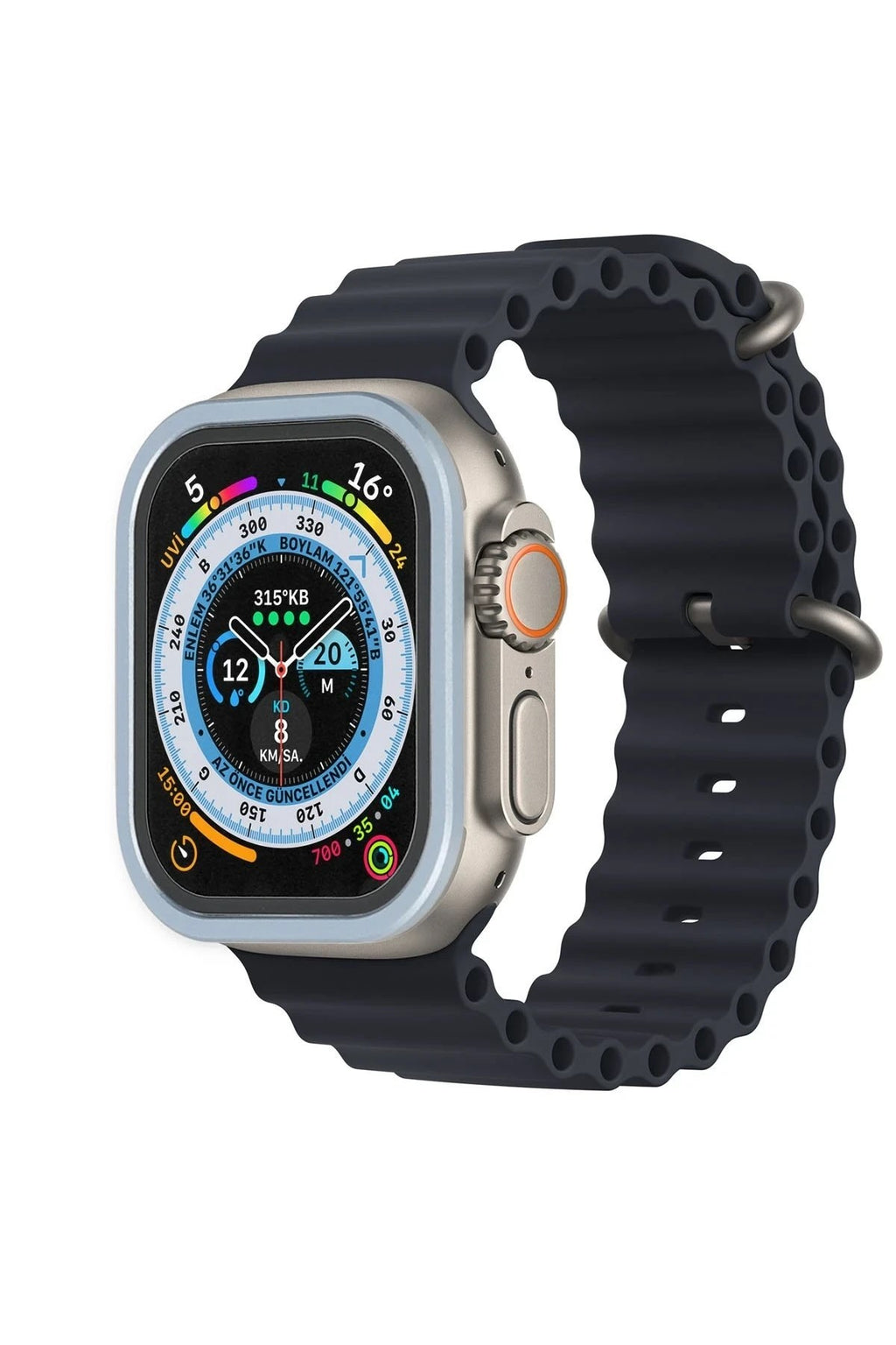 Mey İthalat® Watch Ultra 49mm Alüminyum Kasa Cam Ekran Koruyucu - Mavi