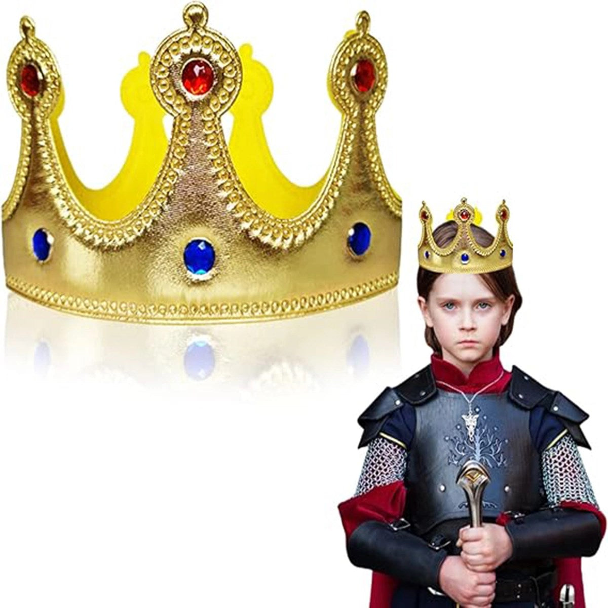 Mey İthalat® Altın Renk Eva Malzemeden İmal Çocuk Kral Tacı 57 cm