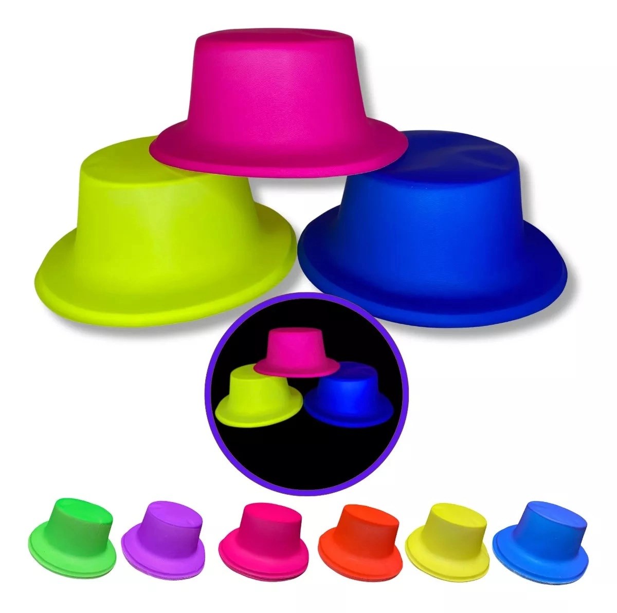 Mey İthalat® Neon Partisi Pembe Renk Plastik Fötr Şapka