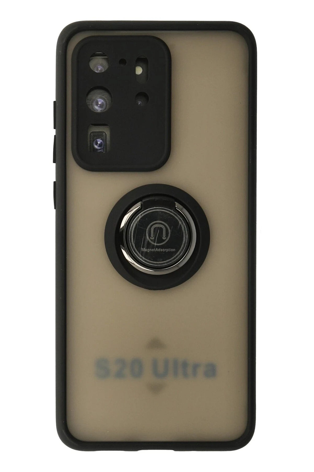 Mey İthalat® Samsung Galaxy S20 Ultra Kılıf Montreal Yüzüklü Silikon Kapak - Siyah