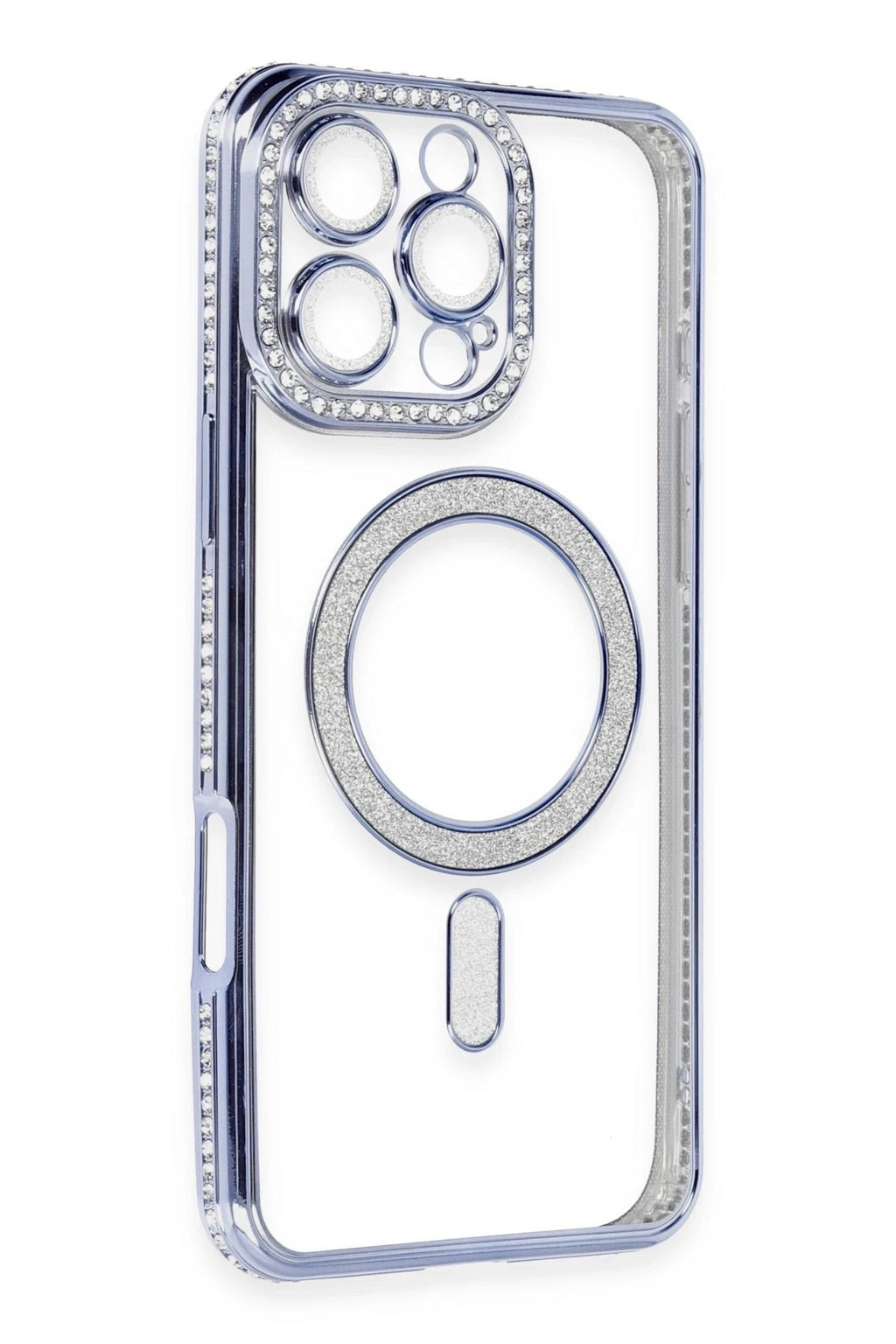 Mey İthalat® iPhone 16 Pro Max Kılıf Joke Simli Magneticsafe Kılıf - Mavi