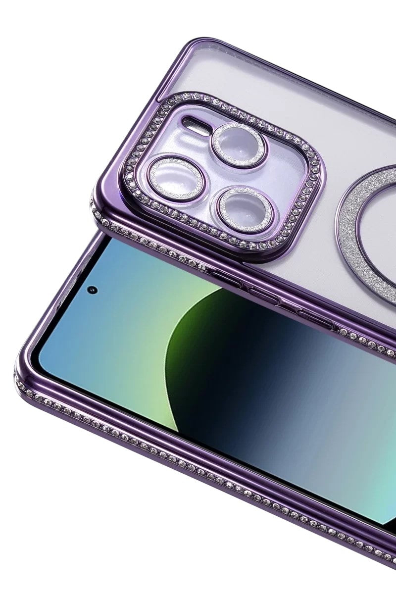 Mey İthalat® Redmi Note 14 4G Joke Simli Magneticsafe Kılıf - Derin Mor