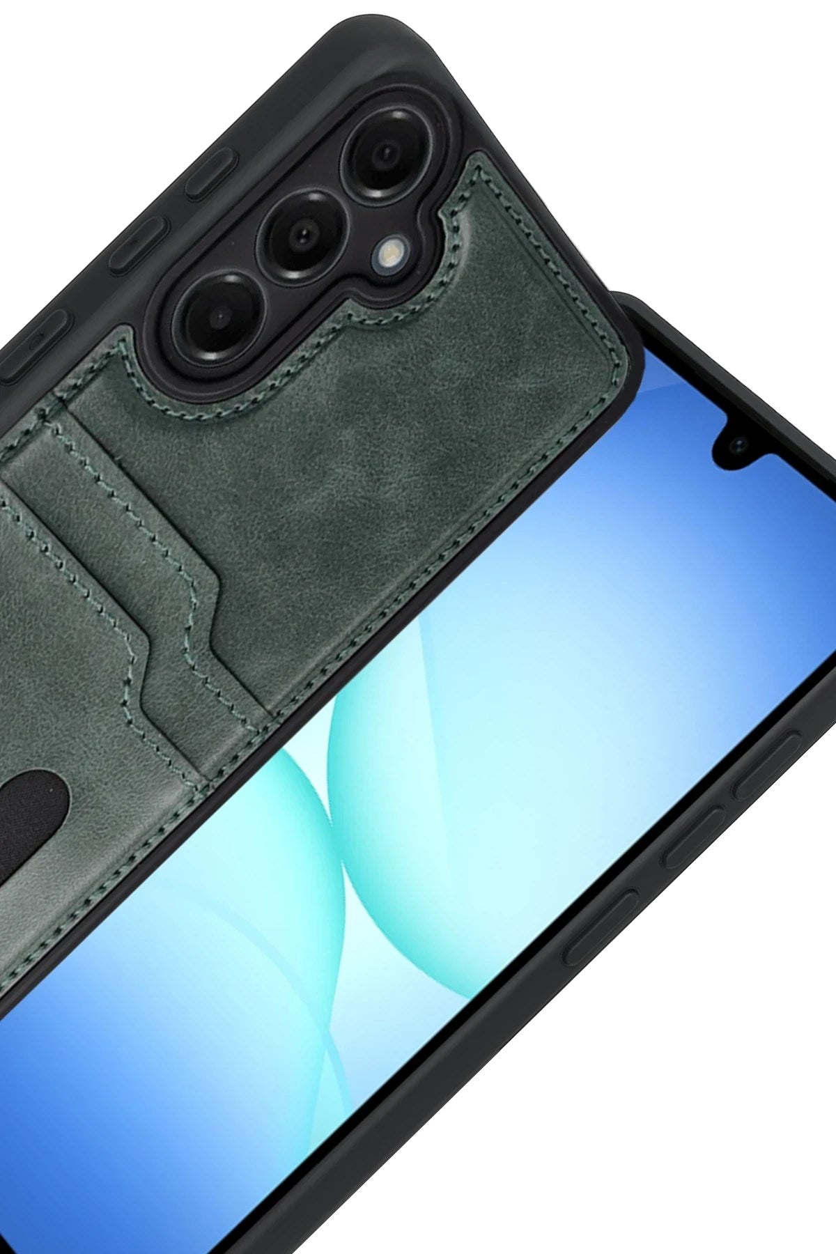 Mey İthalat® Samsung Galaxy A17 5G Sara Kartvizitli Deri Kılıf - Yeşil